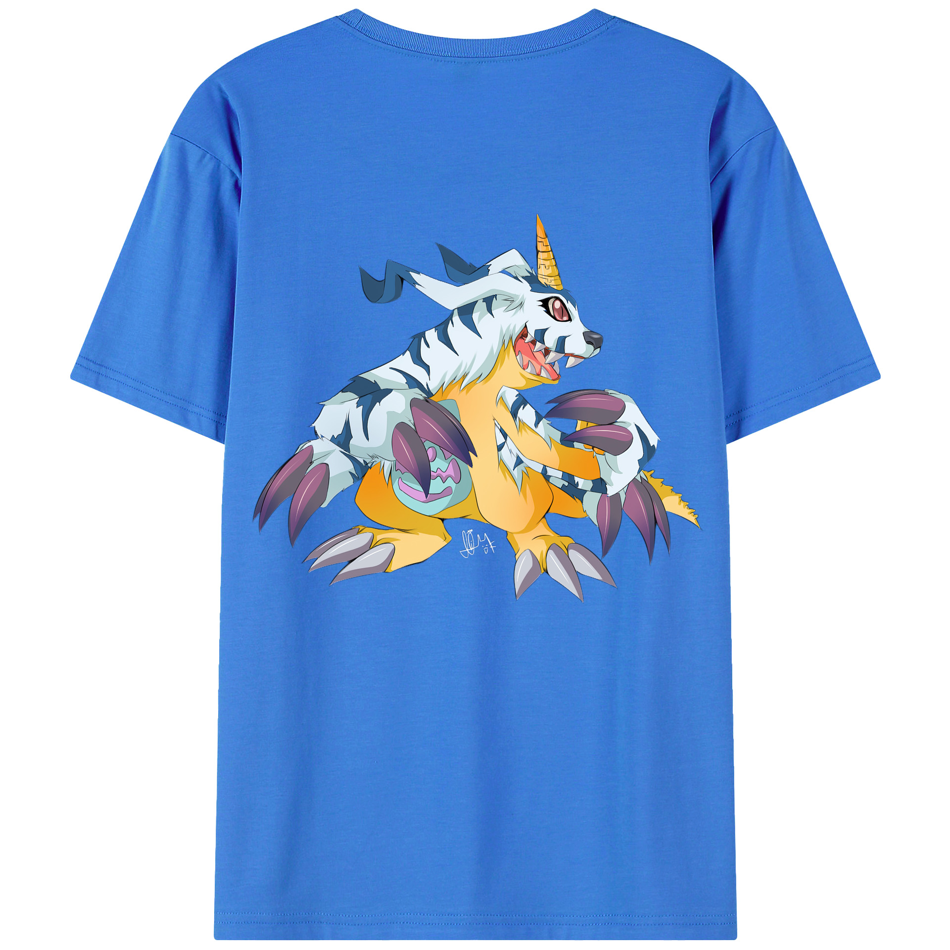 （画像用） Digimon デジタルモンスター/デジモン 綿100％ メンズ半袖Tシャツ（バックプリント） 通気性
