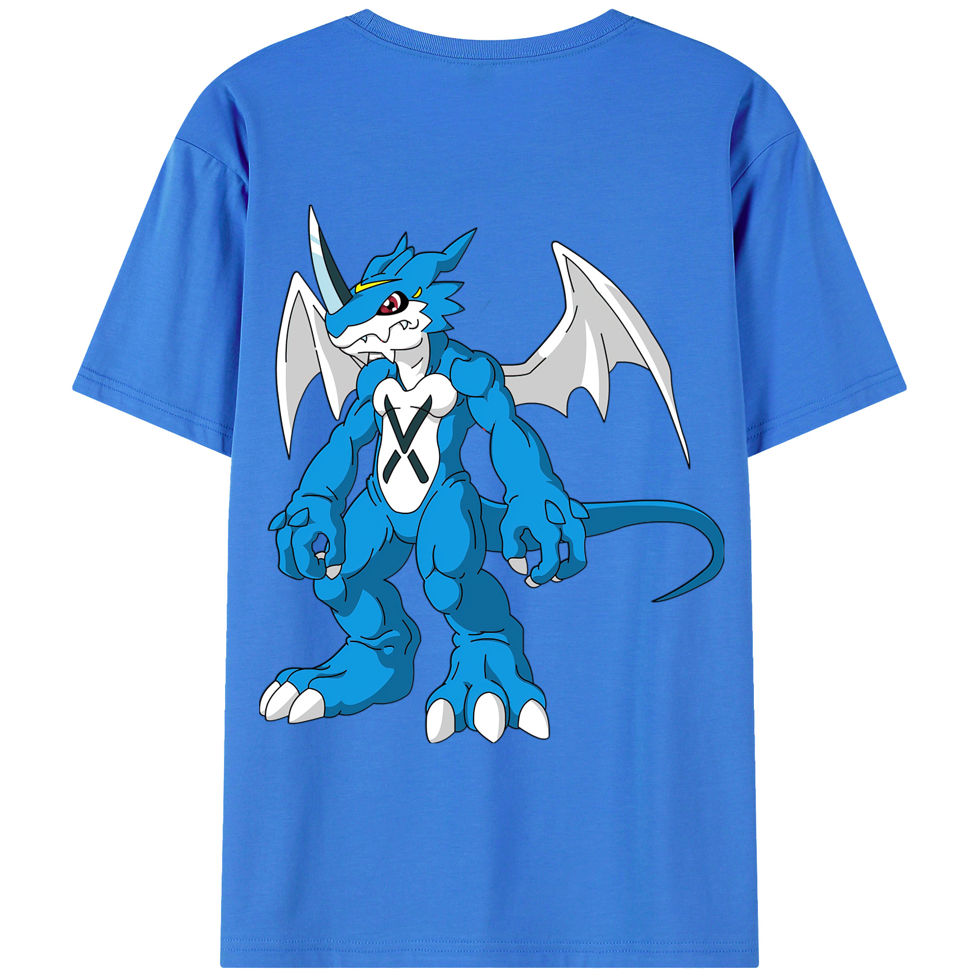 （画像用） Digimon デジタルモンスター/デジモン 綿100％ メンズ半袖Tシャツ（バックプリント） 通気性