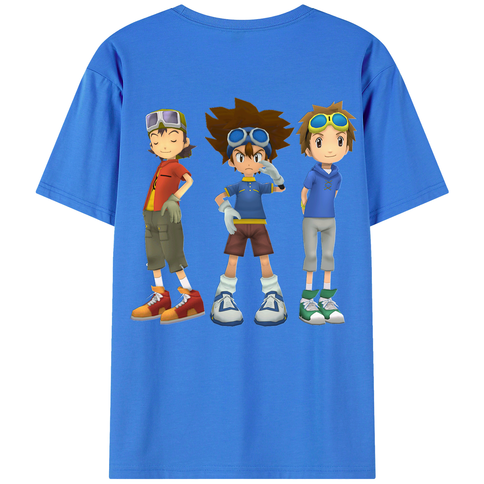 （画像用） Digimon デジタルモンスター/デジモン 綿100％ メンズ半袖Tシャツ（バックプリント） 通気性