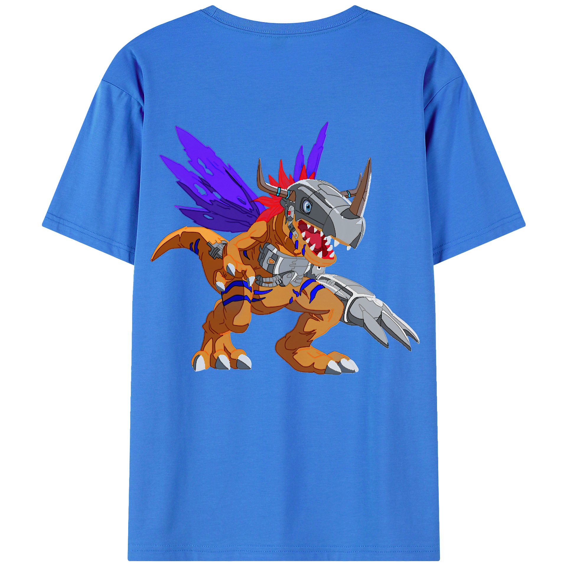 （画像用） Digimon デジタルモンスター/デジモン 綿100％ メンズ半袖Tシャツ（バックプリント） 通気性