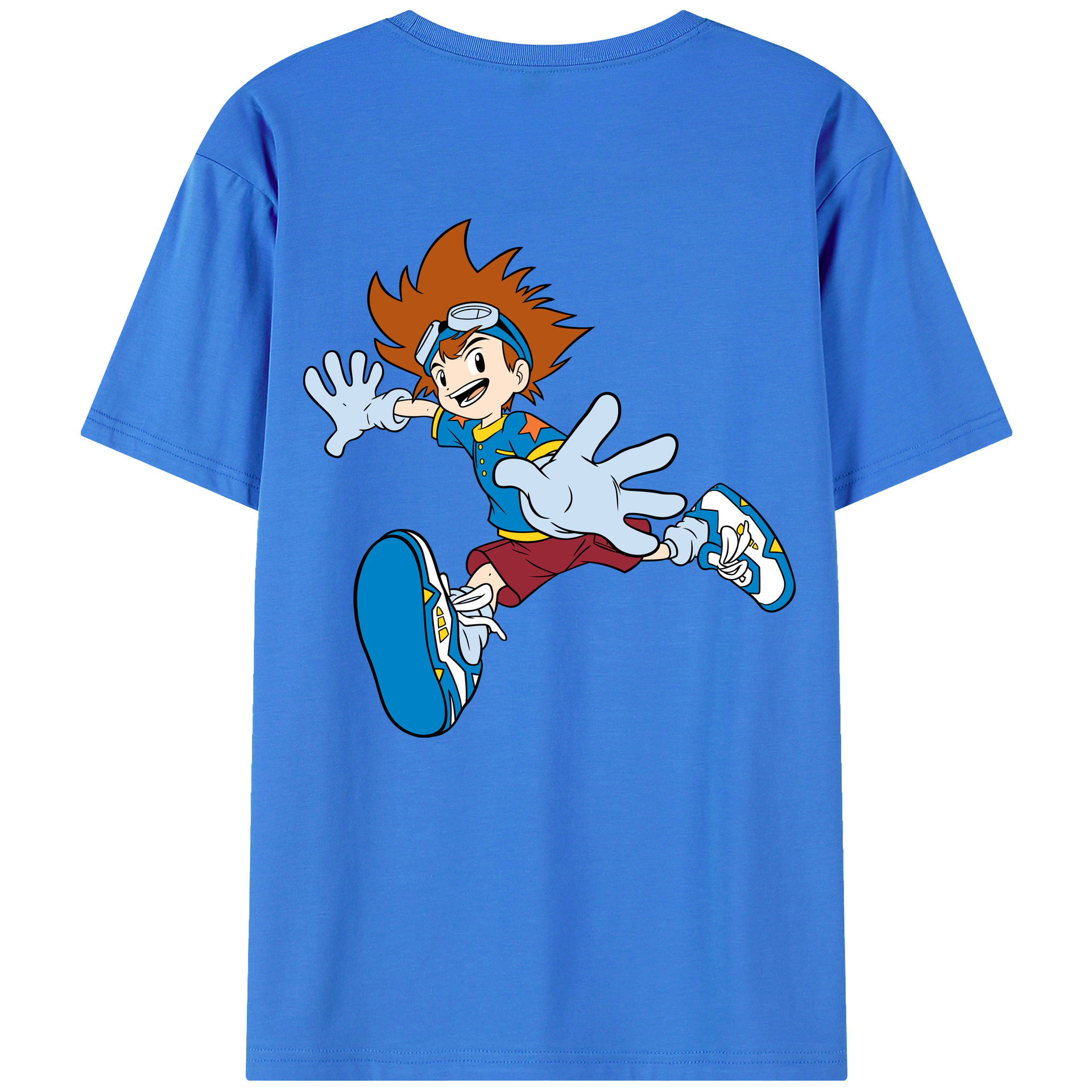 （画像用） Digimon デジタルモンスター/デジモン 綿100％ メンズ半袖Tシャツ（バックプリント） 通気性