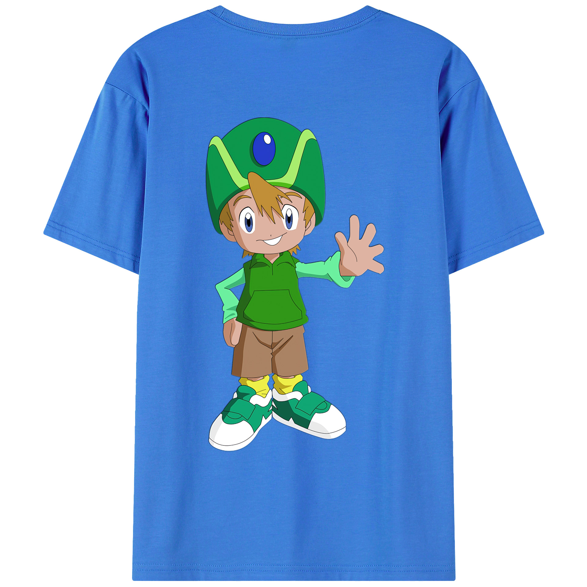 （画像用） Digimon デジタルモンスター/デジモン 綿100％ メンズ半袖Tシャツ（バックプリント） 通気性