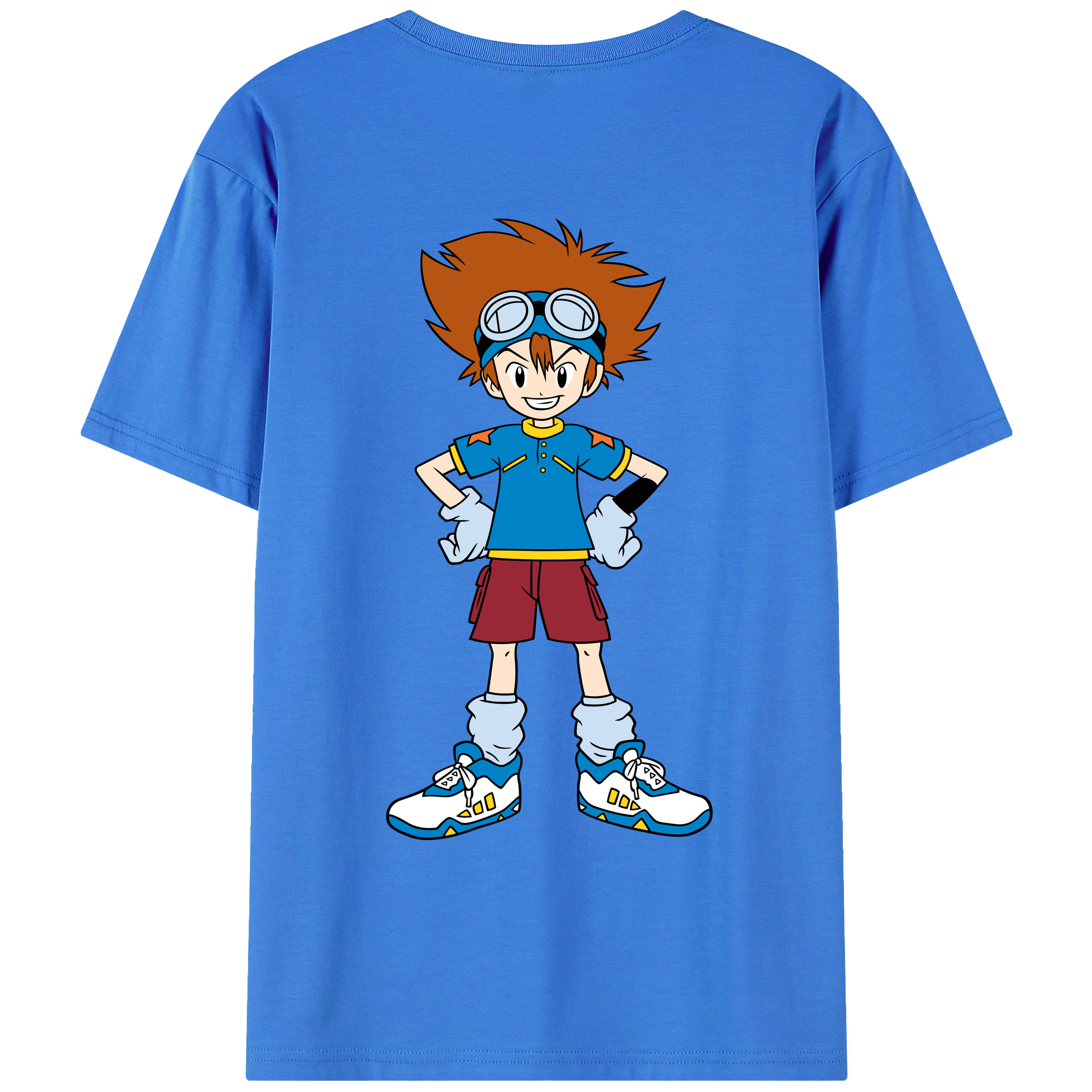 （画像用） Digimon デジタルモンスター/デジモン 綿100％ メンズ半袖Tシャツ（バックプリント） 通気性