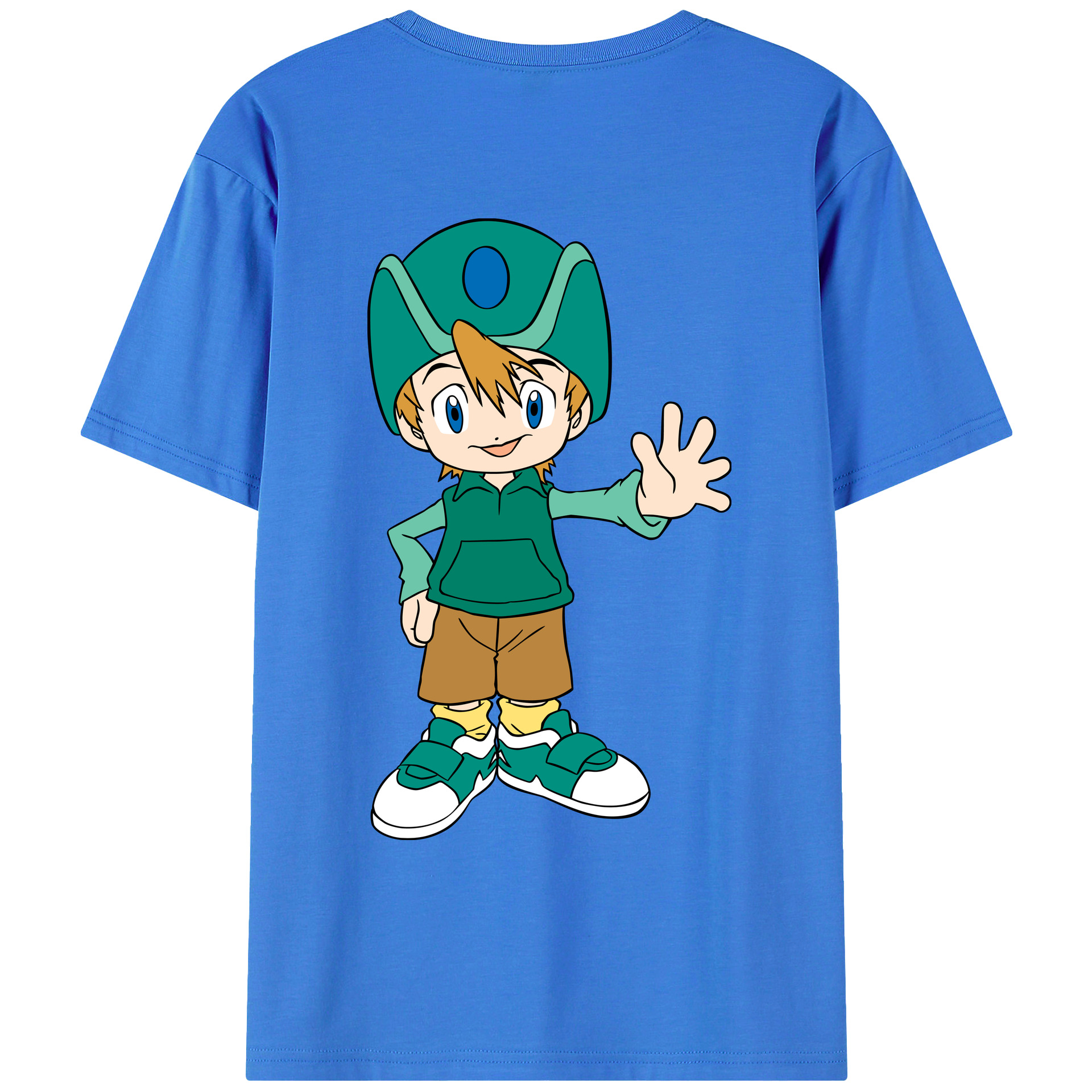 （画像用） Digimon デジタルモンスター/デジモン 綿100％ メンズ半袖Tシャツ（バックプリント） 通気性