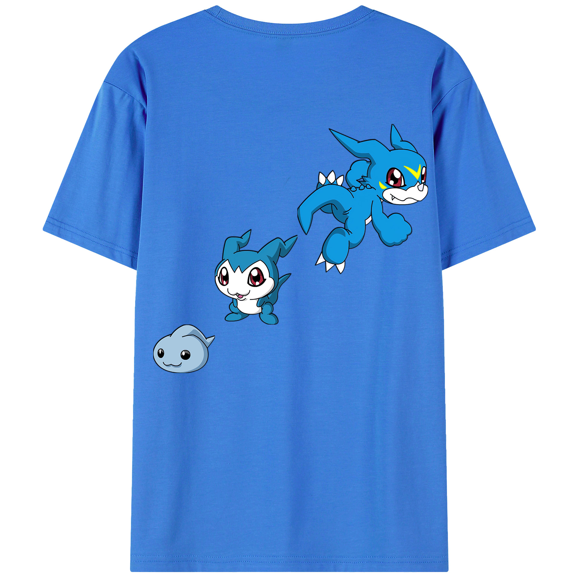 （画像用） Digimon デジタルモンスター/デジモン 綿100％ メンズ半袖Tシャツ（バックプリント） 通気性
