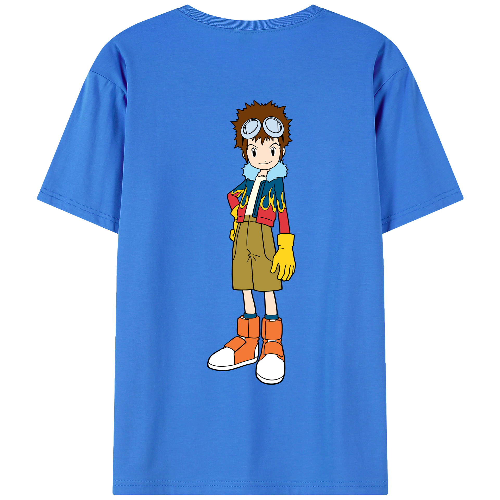 （画像用） Digimon デジタルモンスター/デジモン 綿100％ メンズ半袖Tシャツ（バックプリント） 通気性