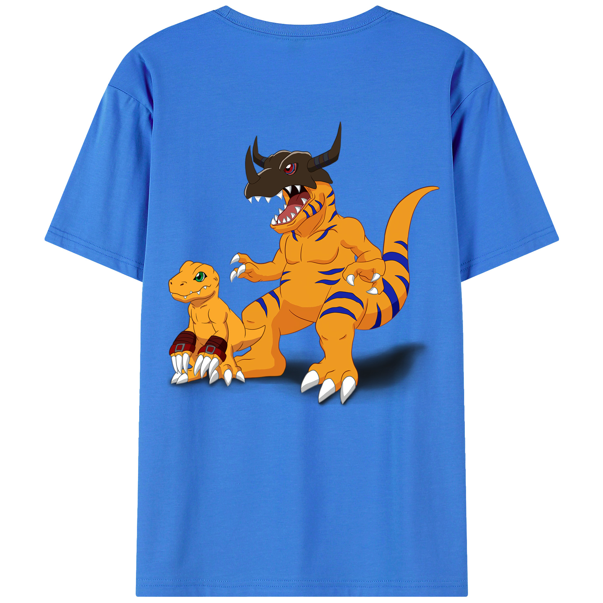 （画像用） Digimon デジタルモンスター/デジモン 綿100％ メンズ半袖Tシャツ（バックプリント） 通気性