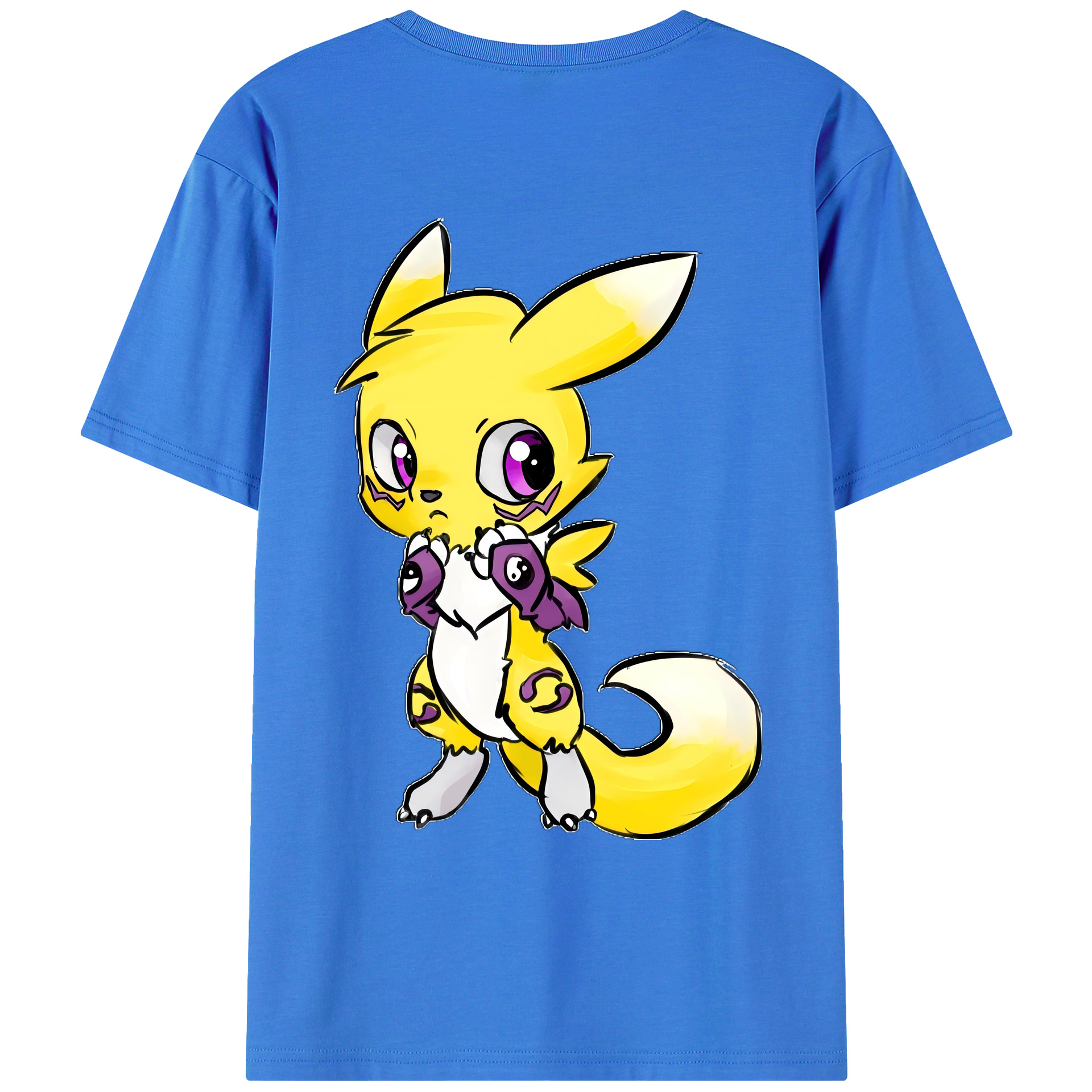 （画像用） Digimon デジタルモンスター/デジモン 綿100％ メンズ半袖Tシャツ（バックプリント） 通気性