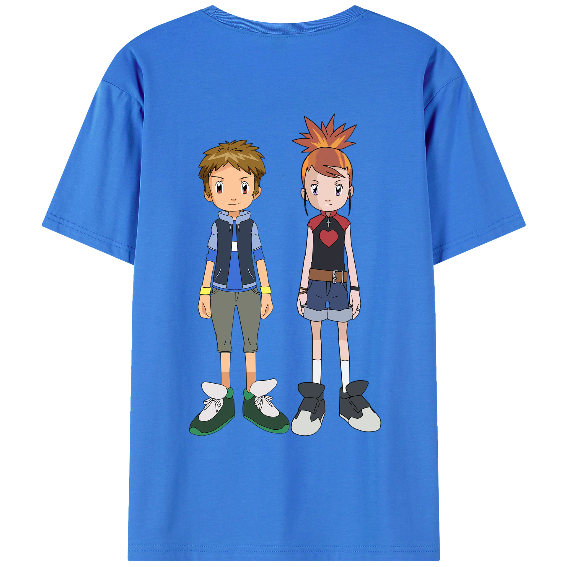 （画像用） Digimon デジタルモンスター/デジモン 綿100％ メンズ半袖Tシャツ（バックプリント） 通気性