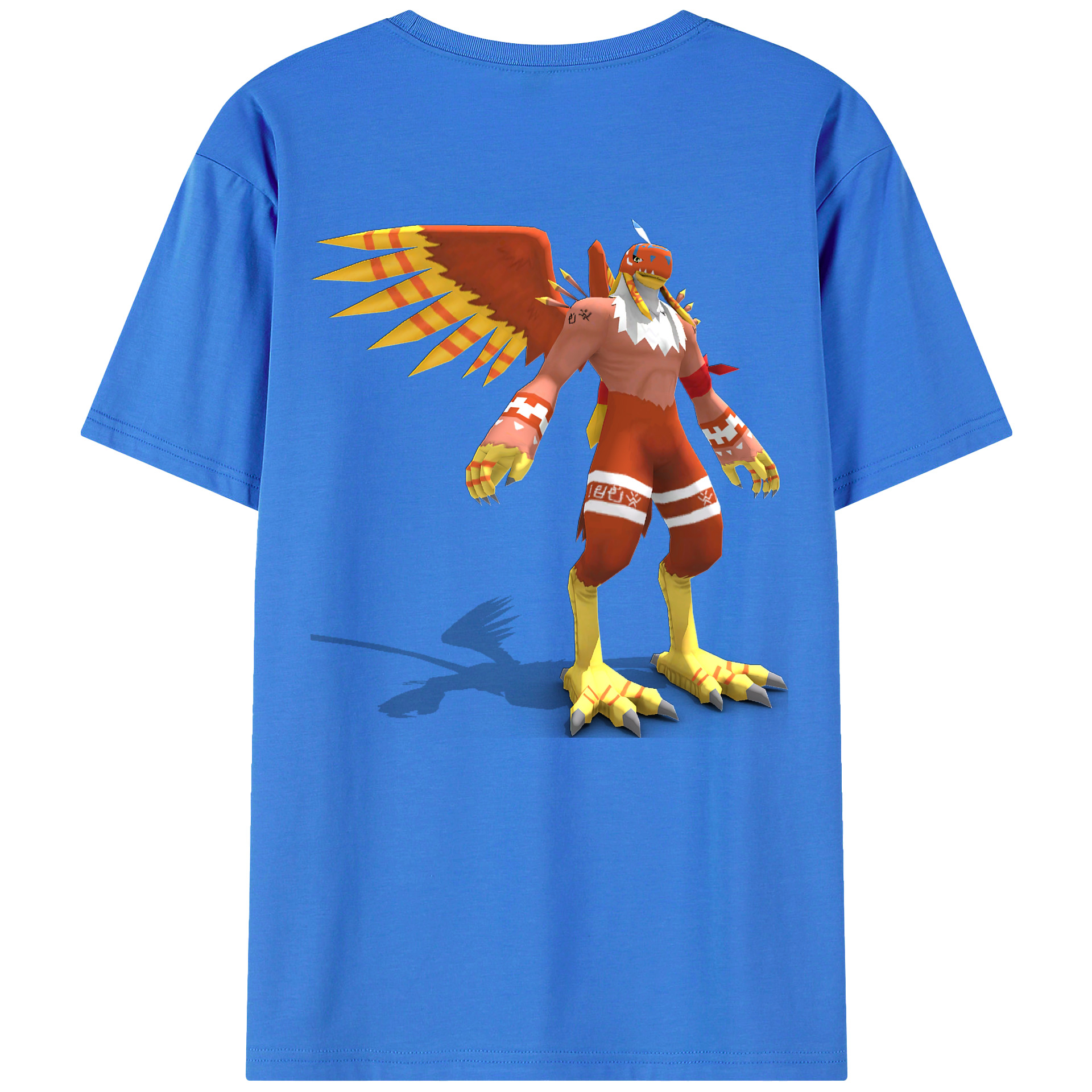 （画像用） Digimon デジタルモンスター/デジモン 綿100％ メンズ半袖Tシャツ（バックプリント） 通気性