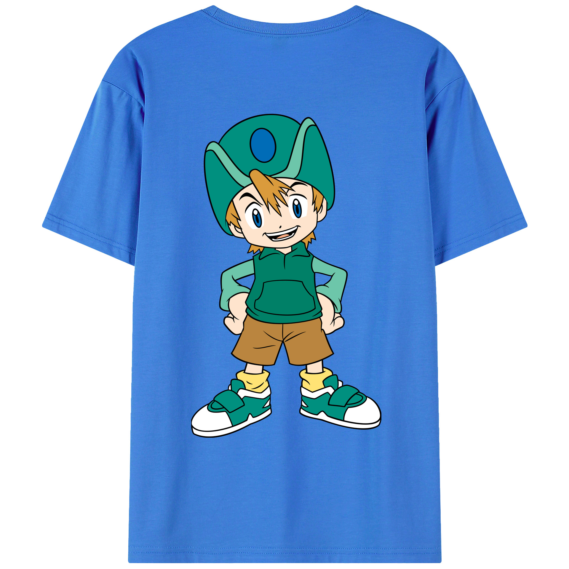 （画像用） Digimon デジタルモンスター/デジモン 綿100％ メンズ半袖Tシャツ（バックプリント） 通気性