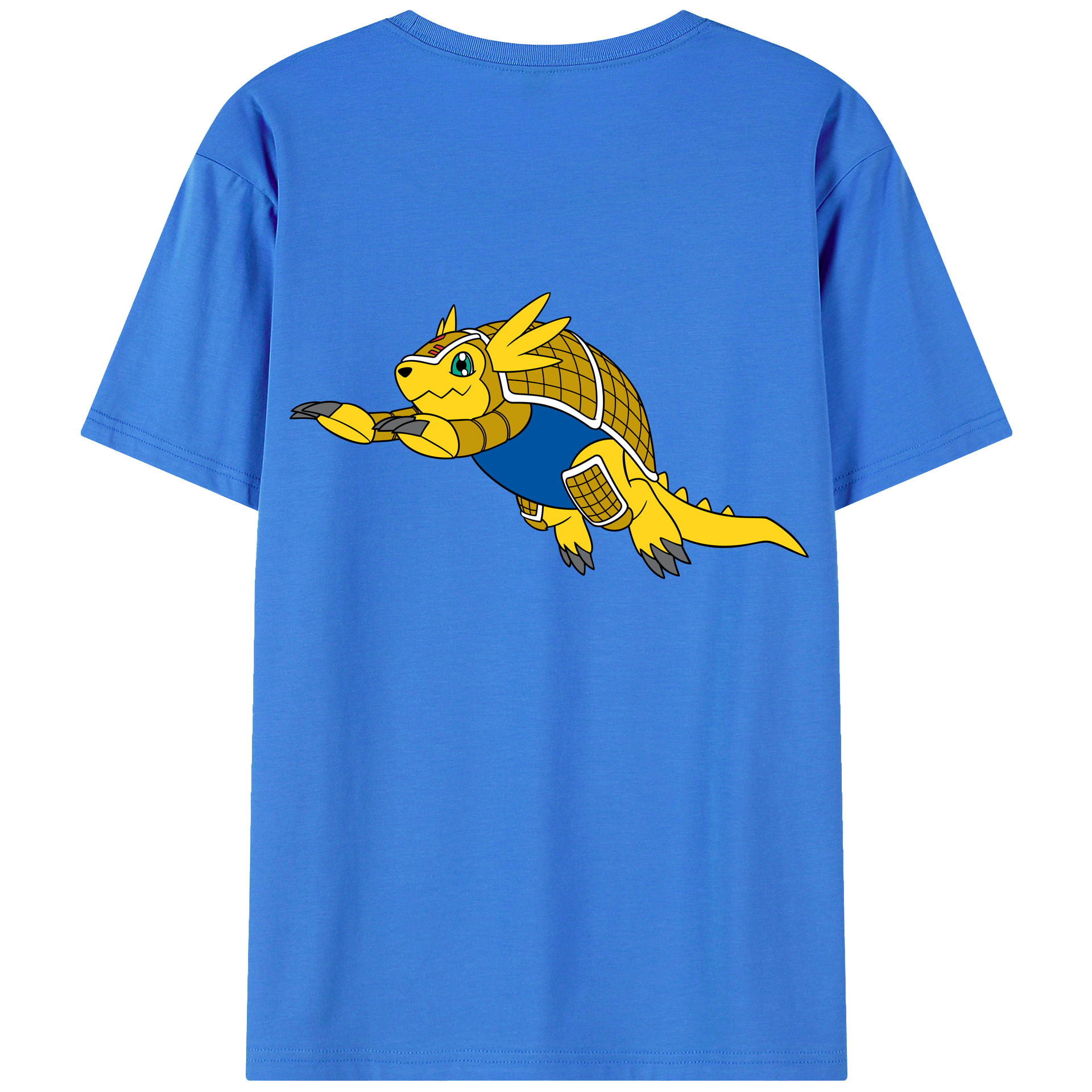 （画像用） Digimon デジタルモンスター/デジモン 綿100％ メンズ半袖Tシャツ（バックプリント） 通気性
