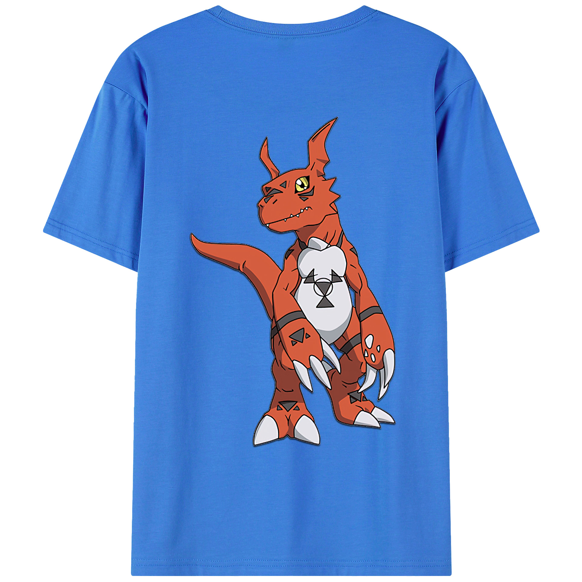 （画像用） Digimon デジタルモンスター/デジモン 綿100％ メンズ半袖Tシャツ（バックプリント） 通気性