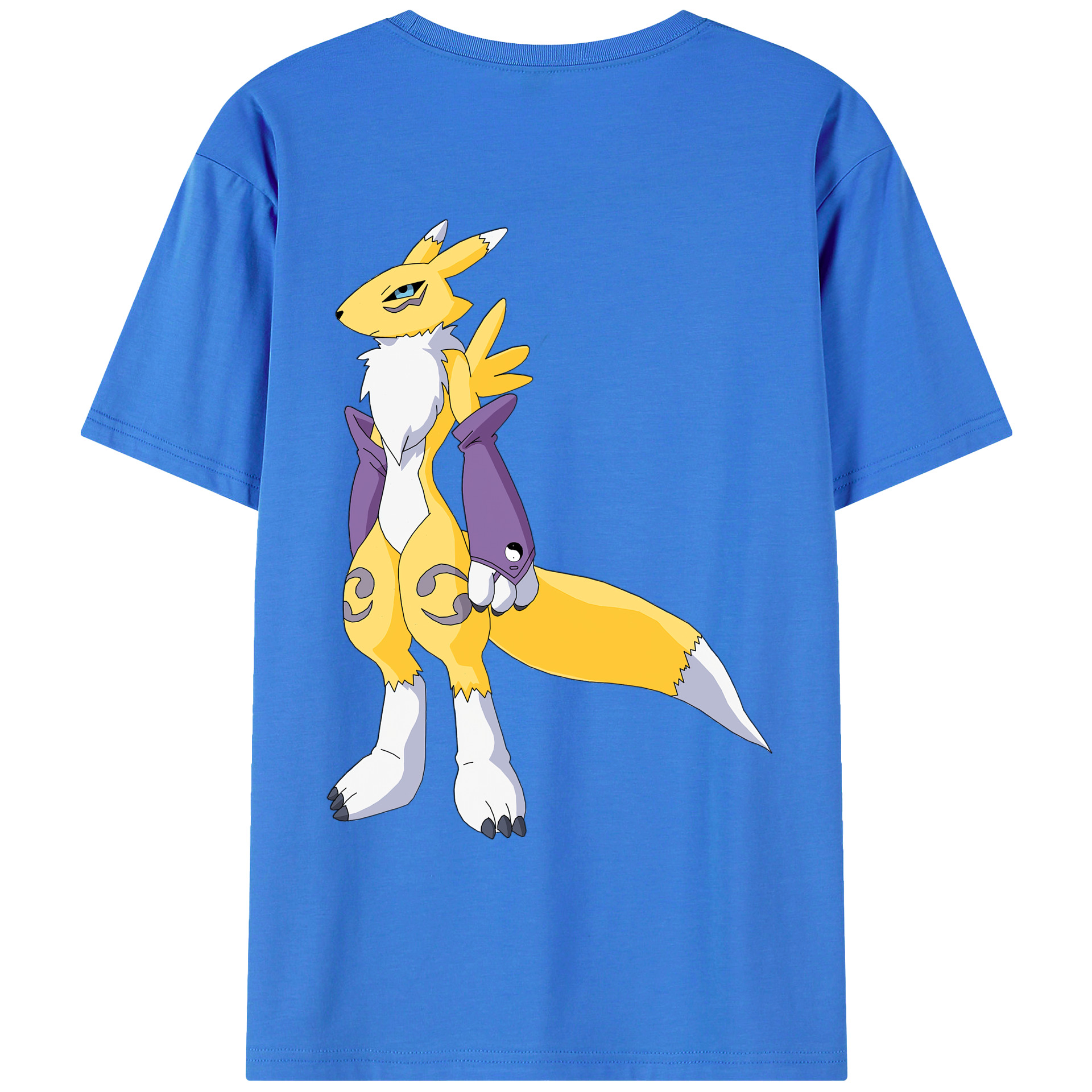 （画像用） Digimon デジタルモンスター/デジモン 綿100％ メンズ半袖Tシャツ（バックプリント） 通気性