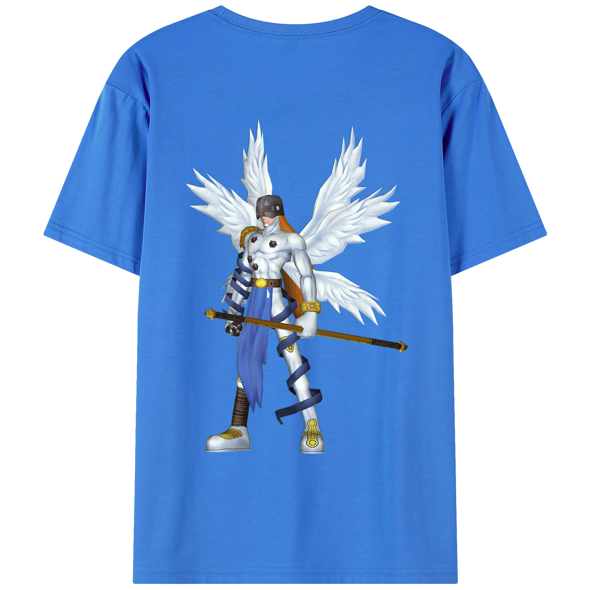 （画像用） Digimon デジタルモンスター/デジモン 綿100％ メンズ半袖Tシャツ（バックプリント） 通気性