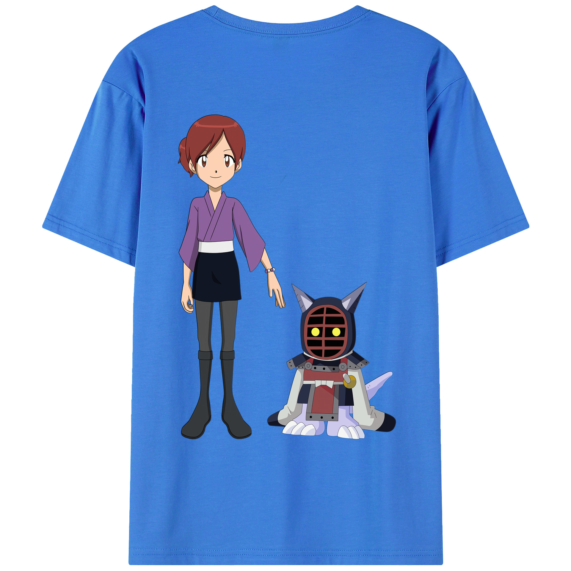（画像用） Digimon デジタルモンスター/デジモン 綿100％ メンズ半袖Tシャツ（バックプリント） 通気性