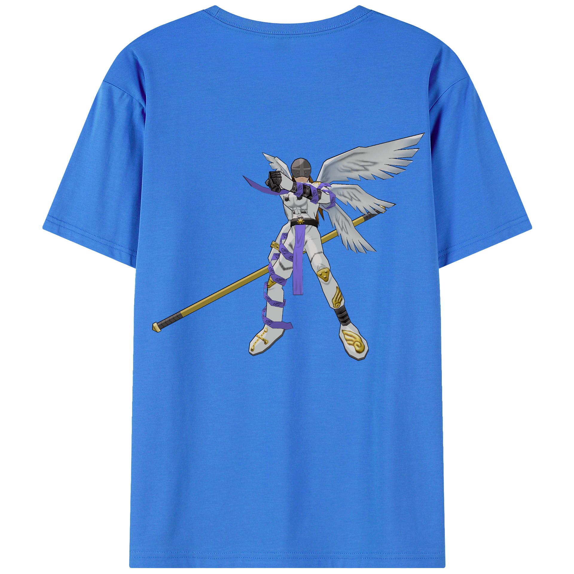 （画像用） Digimon デジタルモンスター/デジモン 綿100％ メンズ半袖Tシャツ（バックプリント） 通気性