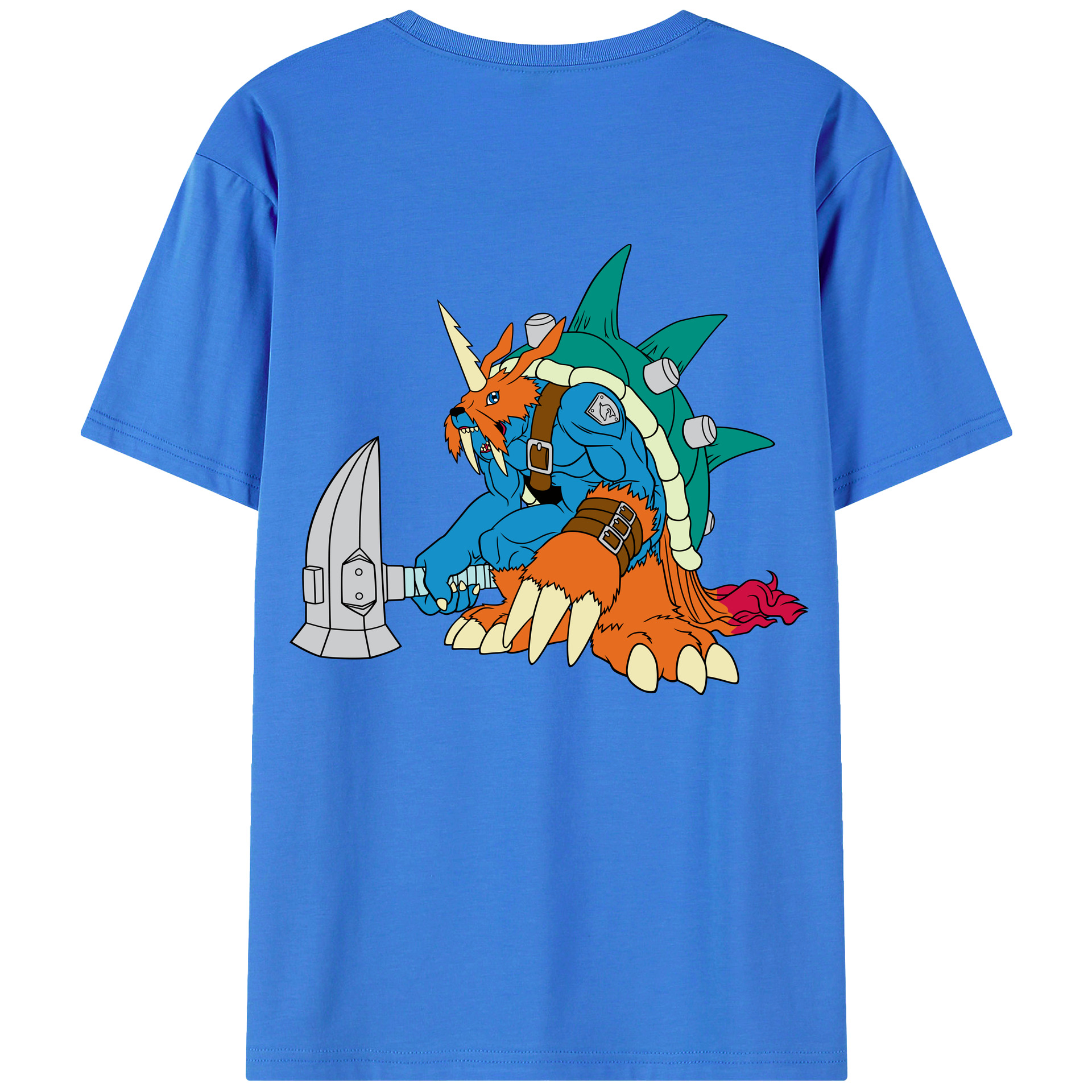 （画像用） Digimon デジタルモンスター/デジモン 綿100％ メンズ半袖Tシャツ（バックプリント） 通気性