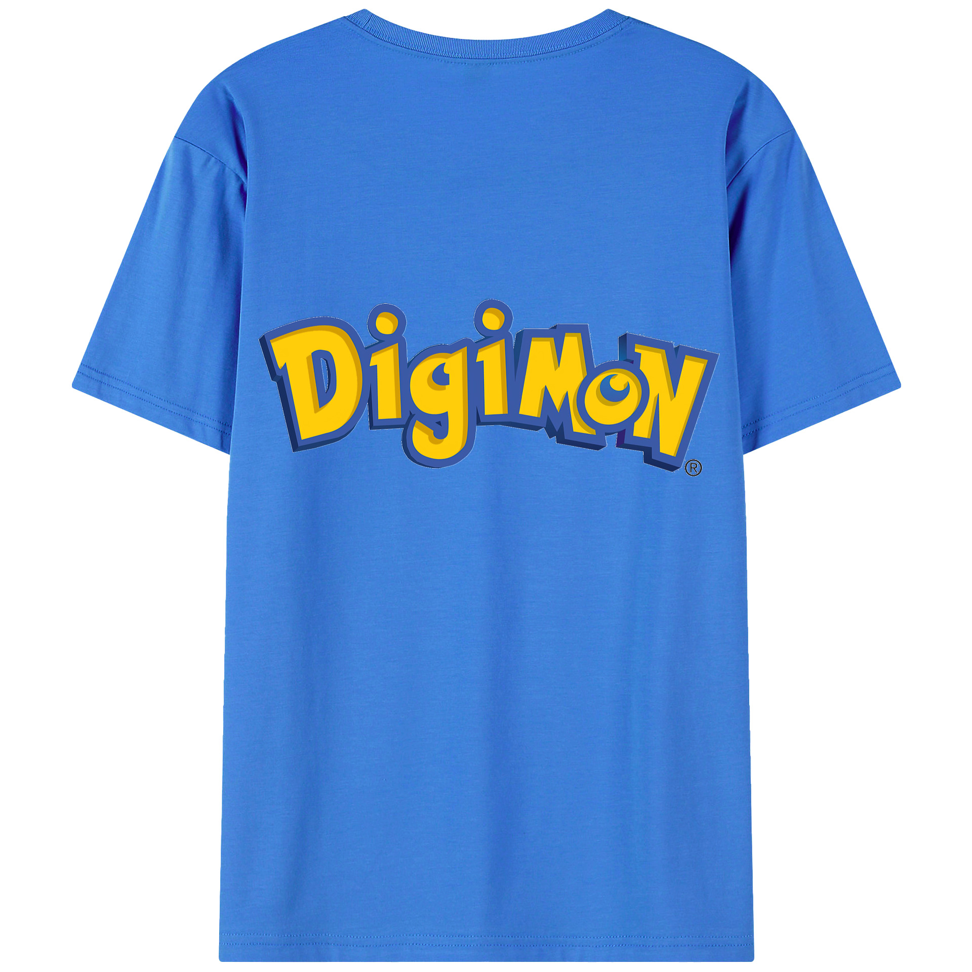 （画像用） Digimon デジタルモンスター/デジモン 綿100％ メンズ半袖Tシャツ（バックプリント） 通気性
