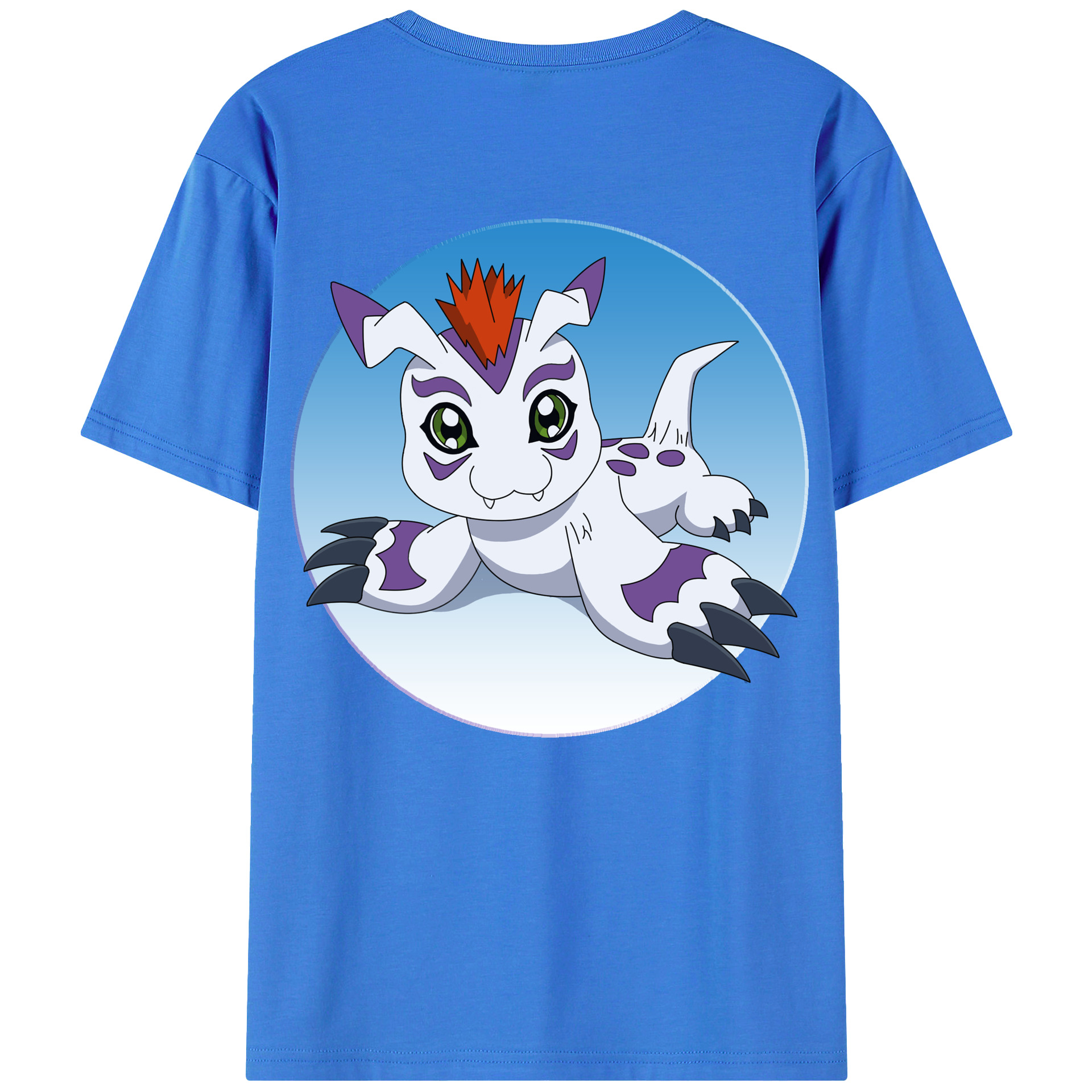 （画像用） Digimon デジタルモンスター/デジモン 綿100％ メンズ半袖Tシャツ（バックプリント） 通気性