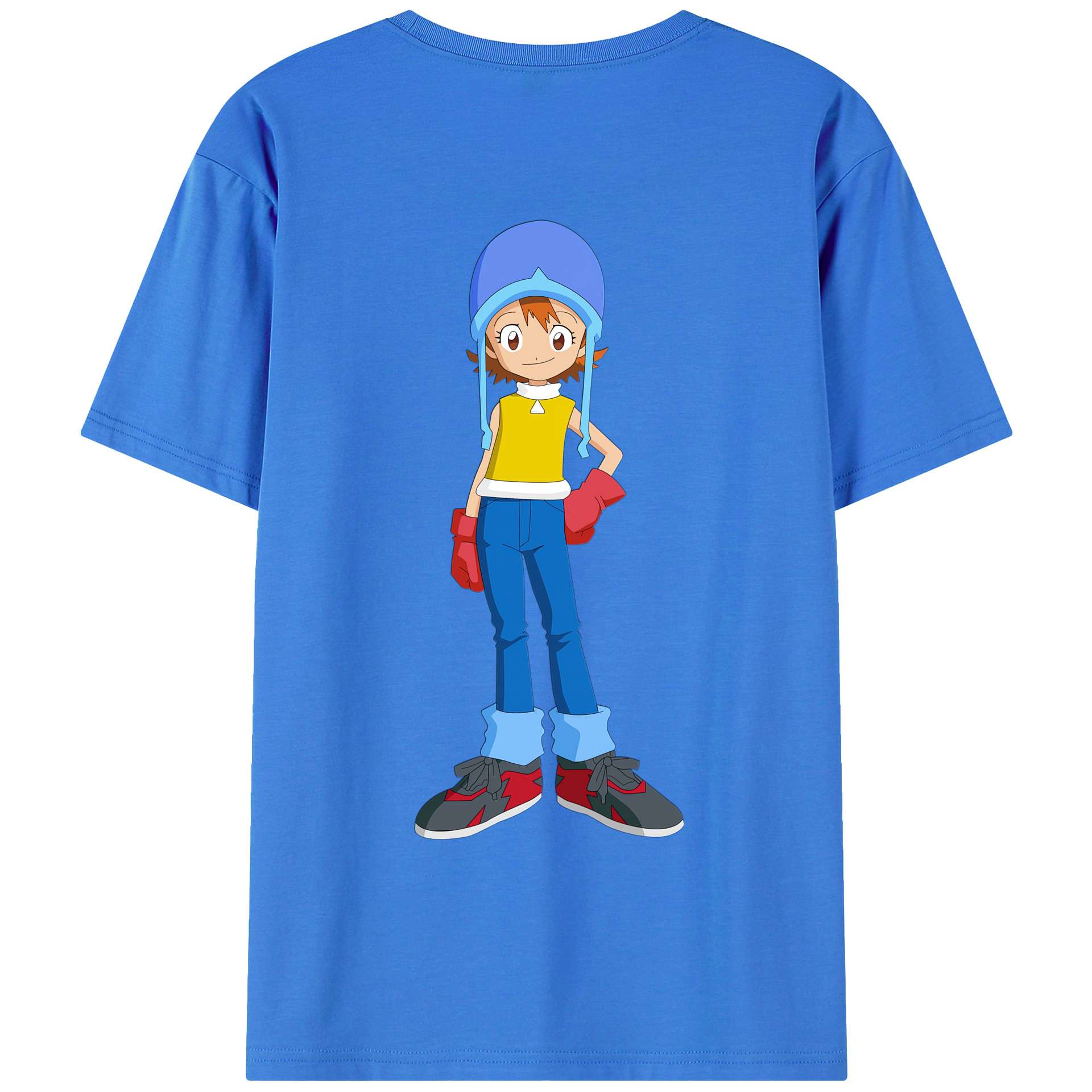 （画像用） Digimon デジタルモンスター/デジモン 綿100％ メンズ半袖Tシャツ（バックプリント） 通気性