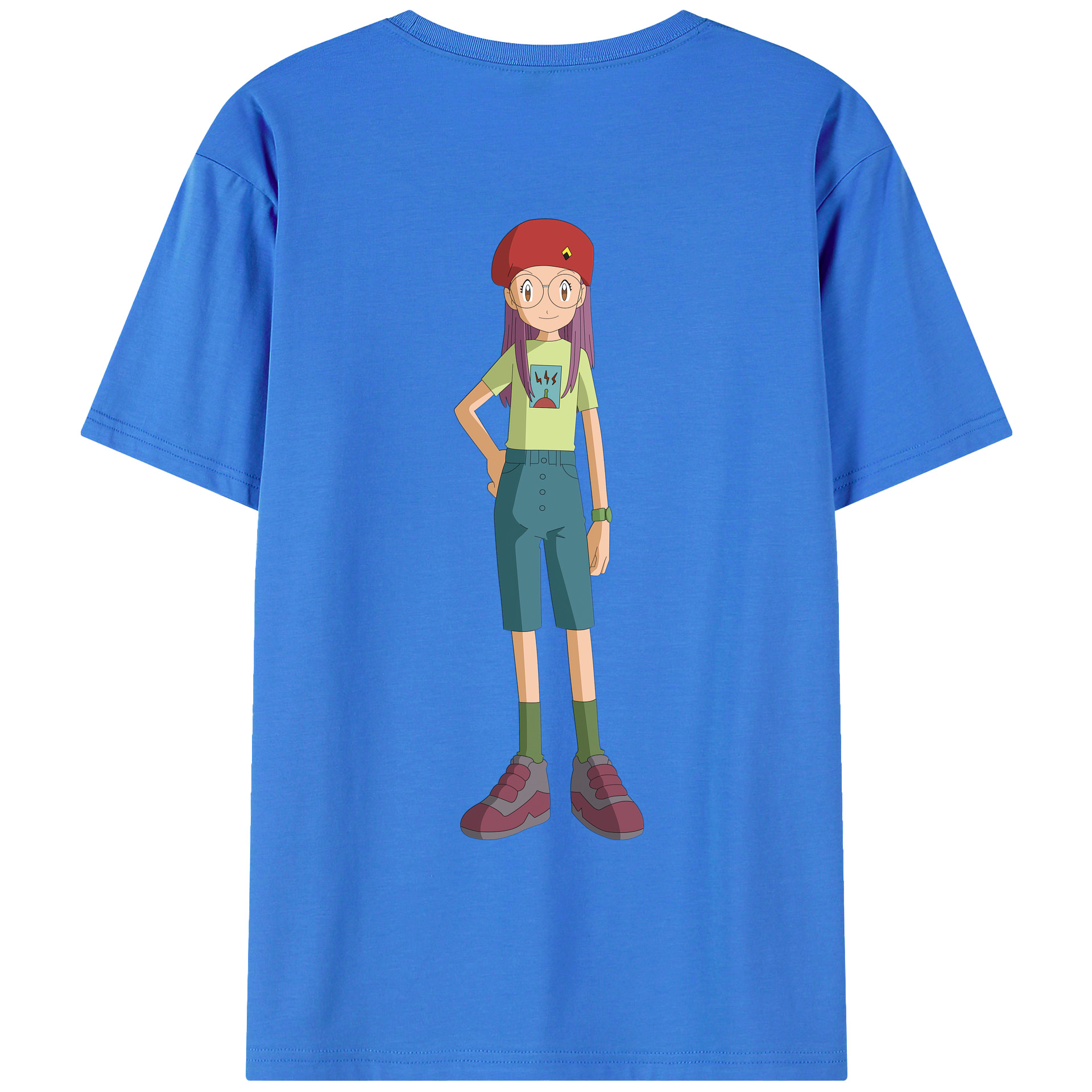（画像用） Digimon デジタルモンスター/デジモン 綿100％ メンズ半袖Tシャツ（バックプリント） 通気性