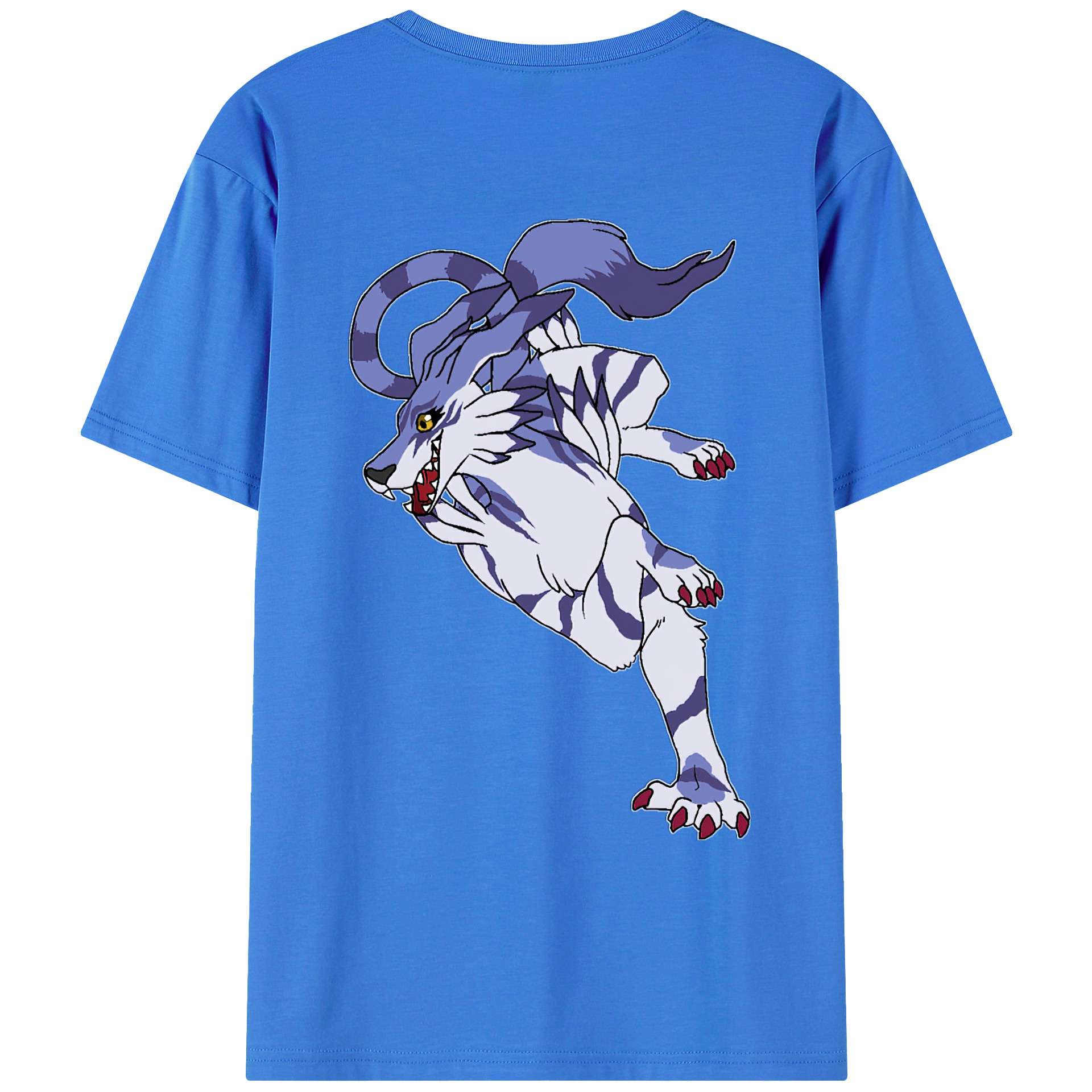 （画像用） Digimon デジタルモンスター/デジモン 綿100％ メンズ半袖Tシャツ（バックプリント） 通気性