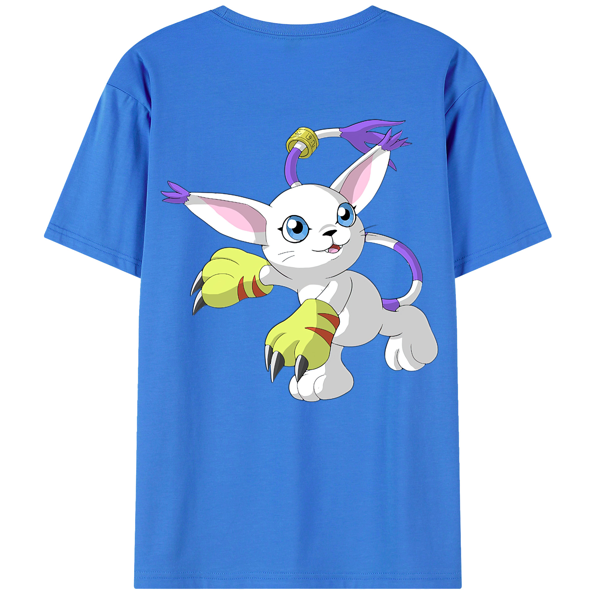 （画像用） Digimon デジタルモンスター/デジモン 綿100％ メンズ半袖Tシャツ（バックプリント） 通気性