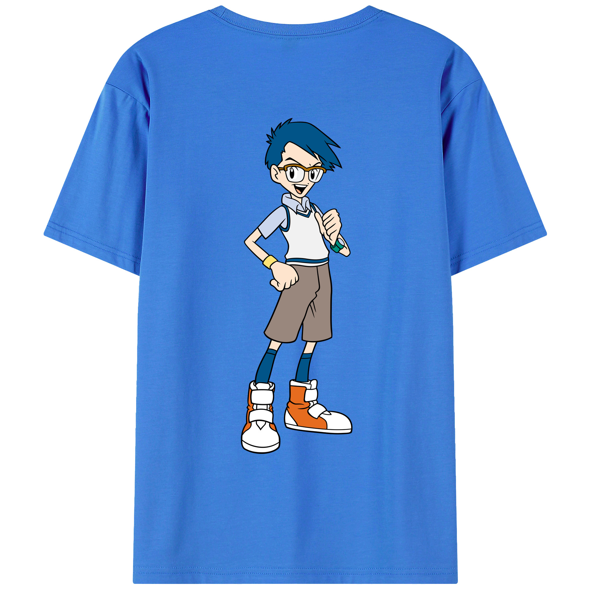 （画像用） Digimon デジタルモンスター/デジモン 綿100％ メンズ半袖Tシャツ（バックプリント） 通気性