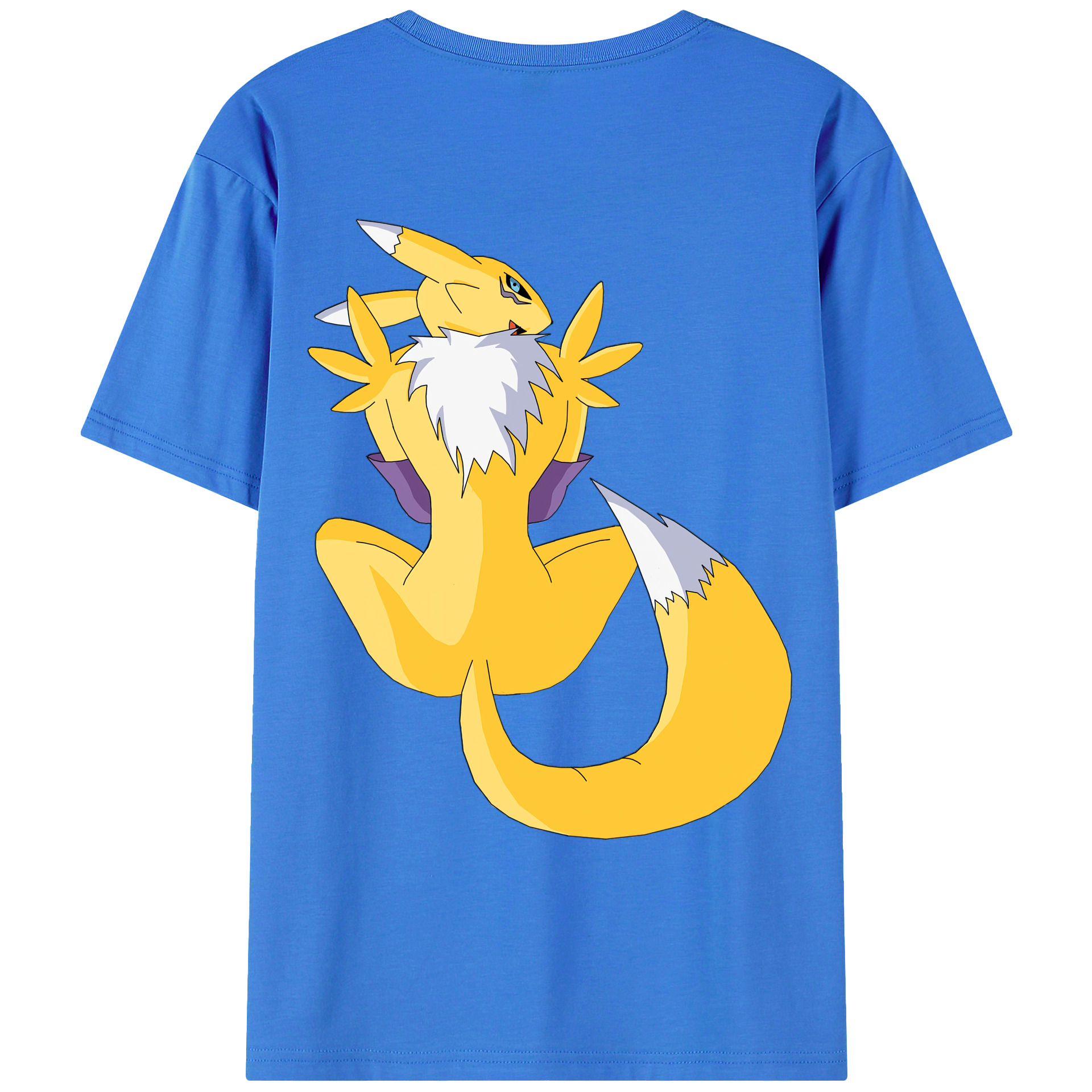 （画像用） Digimon デジタルモンスター/デジモン 綿100％ メンズ半袖Tシャツ（バックプリント） 通気性