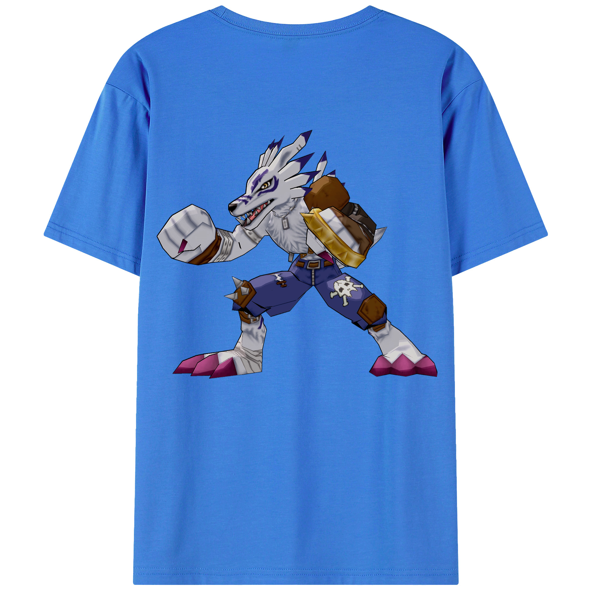（画像用） Digimon デジタルモンスター/デジモン 綿100％ メンズ半袖Tシャツ（バックプリント） 通気性
