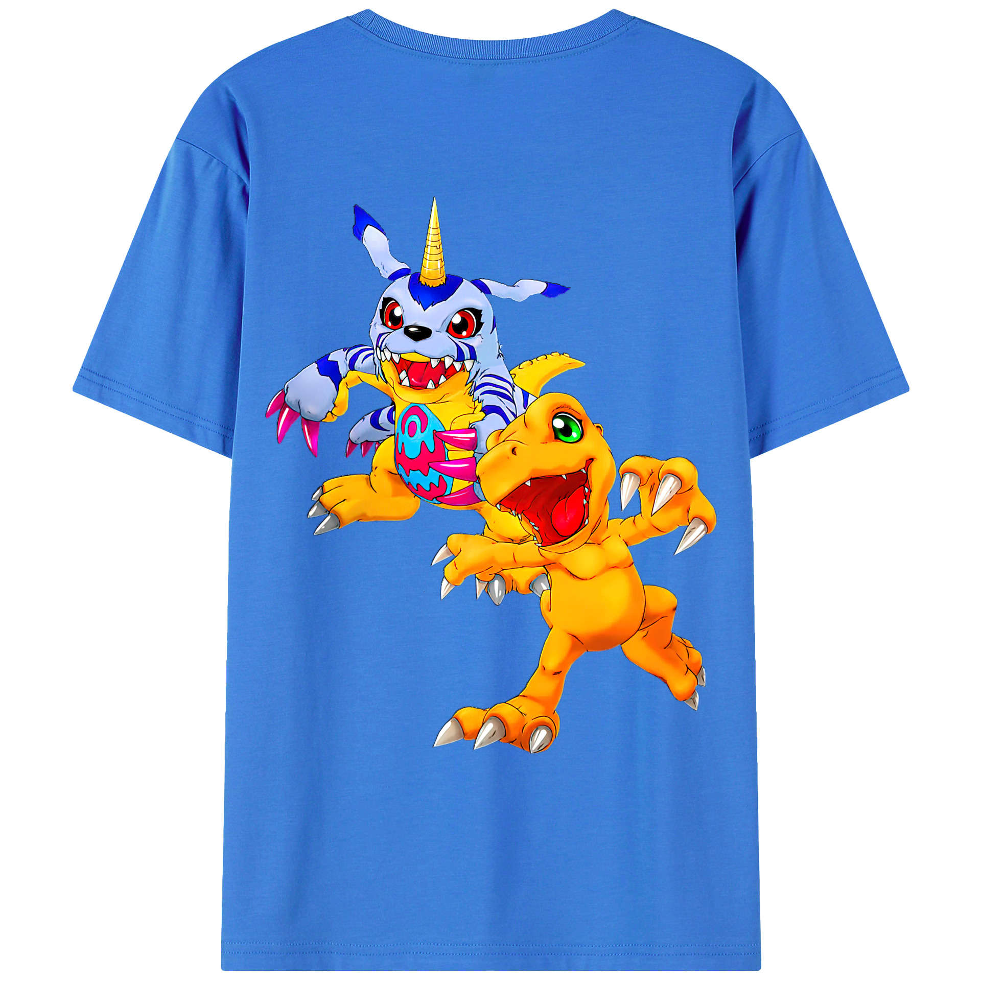 （画像用） Digimon デジタルモンスター/デジモン 綿100％ メンズ半袖Tシャツ（バックプリント） 通気性