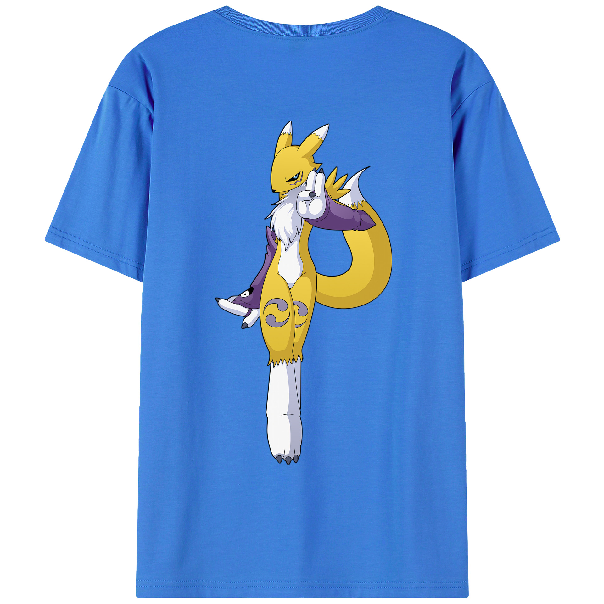 （画像用） Digimon デジタルモンスター/デジモン 綿100％ メンズ半袖Tシャツ（バックプリント） 通気性