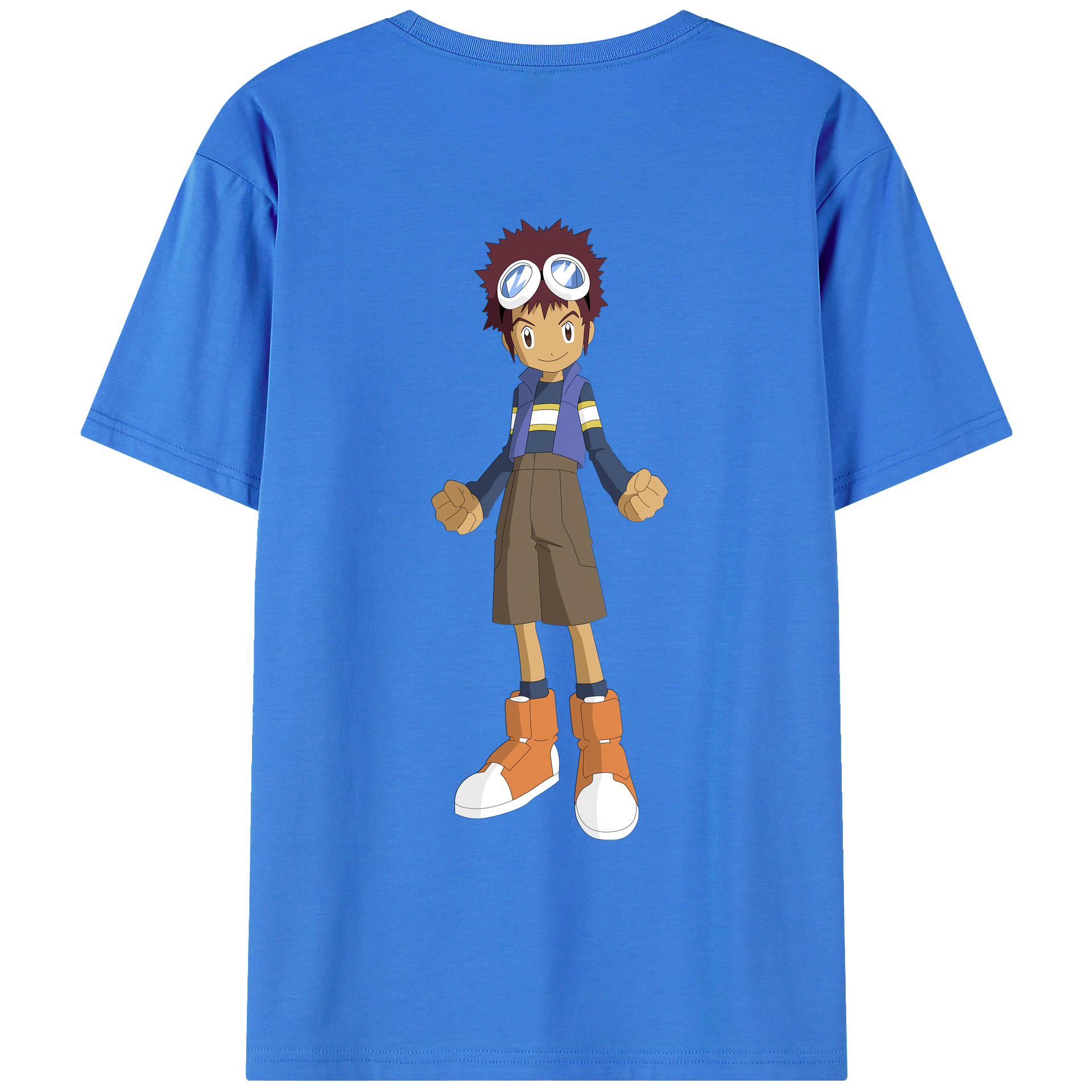 （画像用） Digimon デジタルモンスター/デジモン 綿100％ メンズ半袖Tシャツ（バックプリント） 通気性