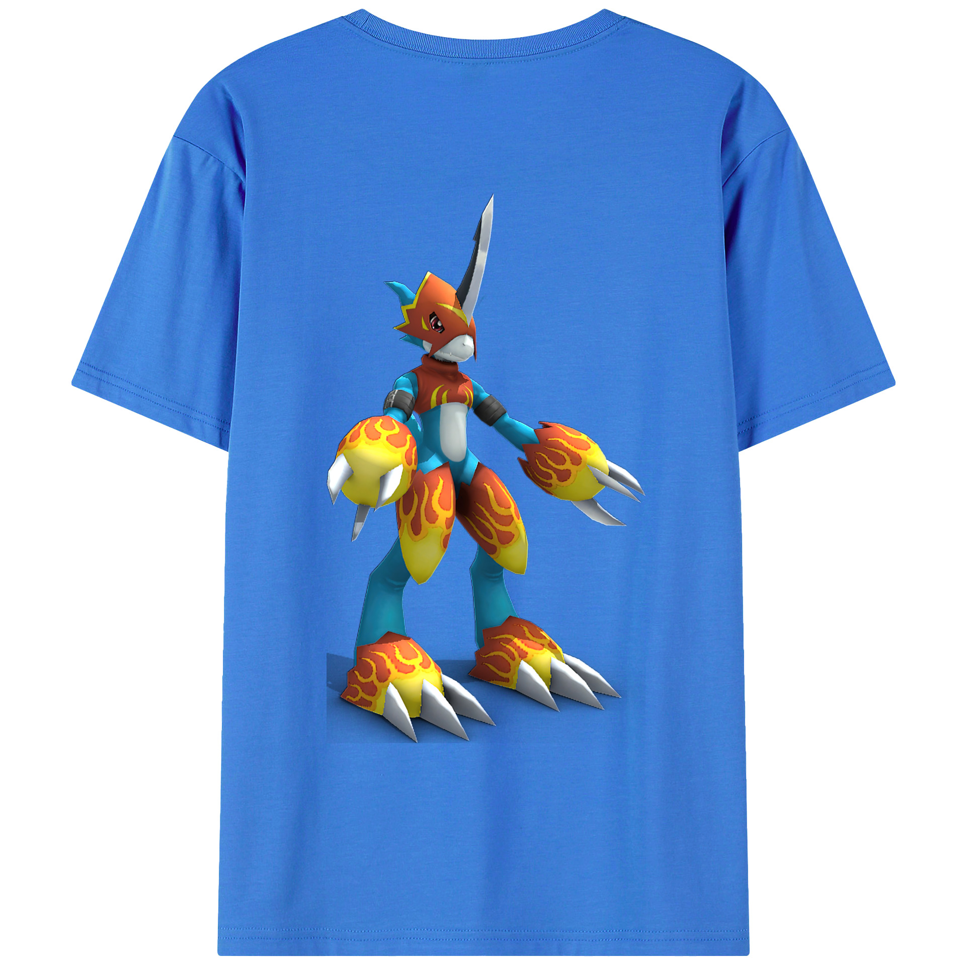 （画像用） Digimon デジタルモンスター/デジモン 綿100％ メンズ半袖Tシャツ（バックプリント） 通気性