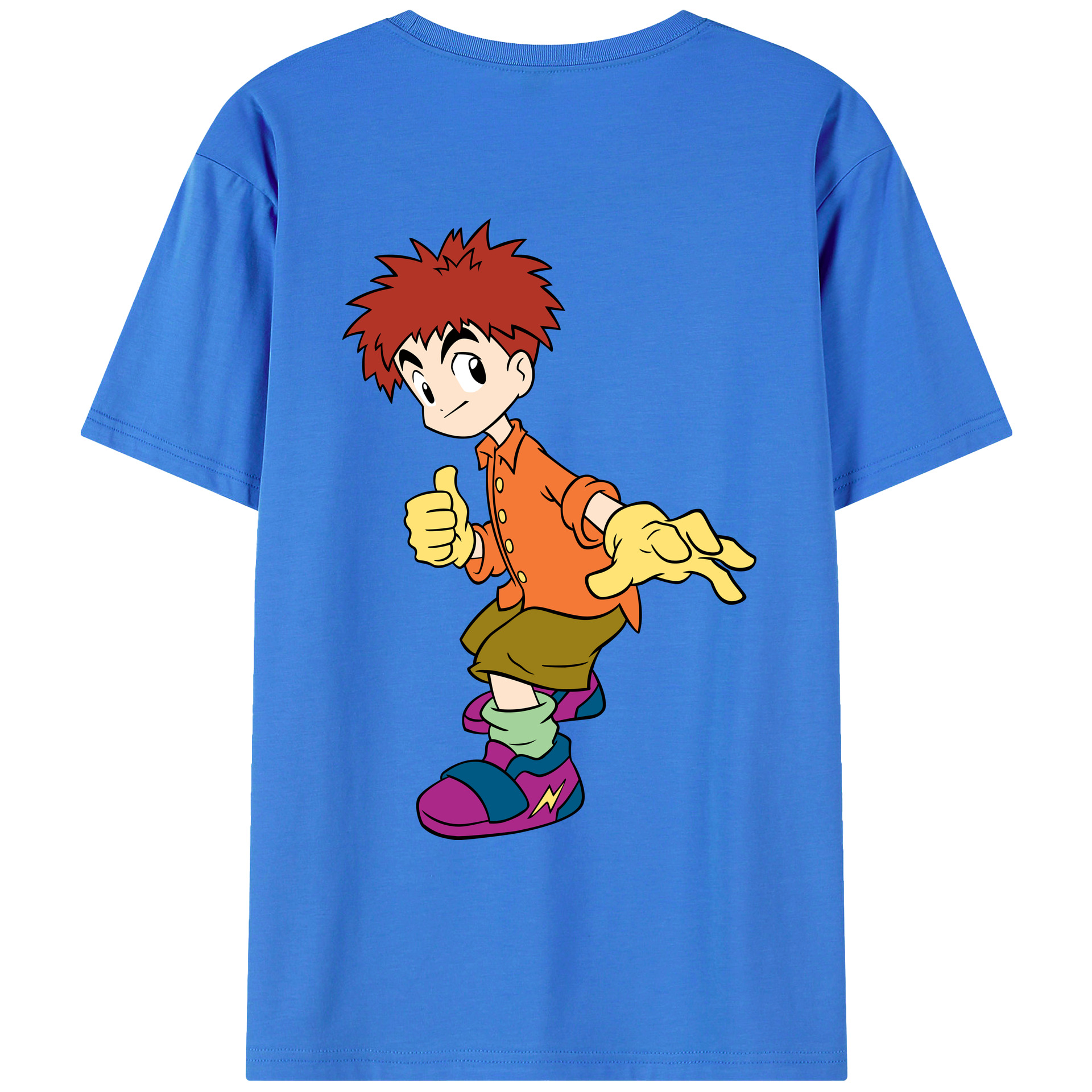 （画像用） Digimon デジタルモンスター/デジモン 綿100％ メンズ半袖Tシャツ（バックプリント） 通気性