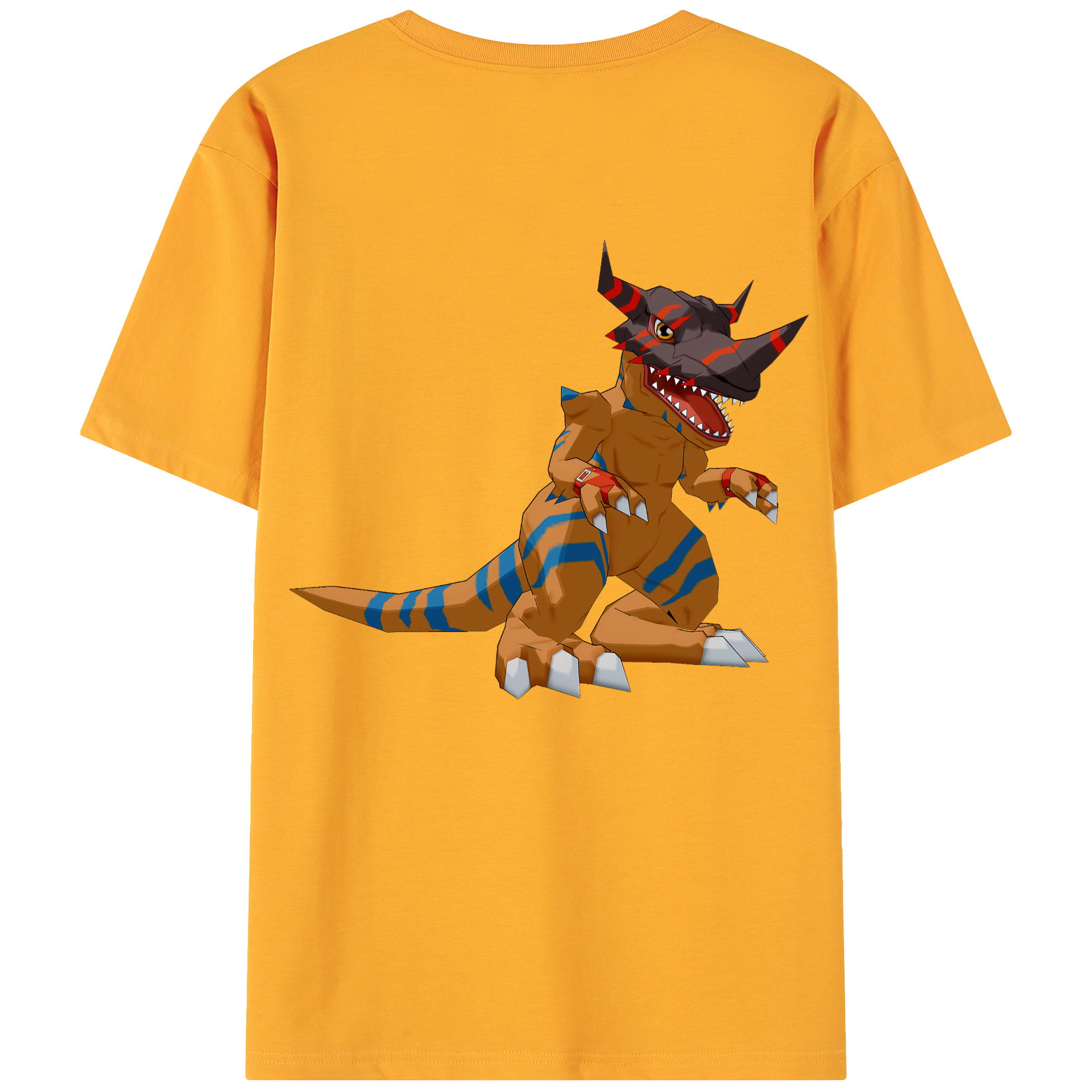 （画像用） Digimon デジタルモンスター/デジモン 綿100％ メンズ半袖Tシャツ（バックプリント） 通気性