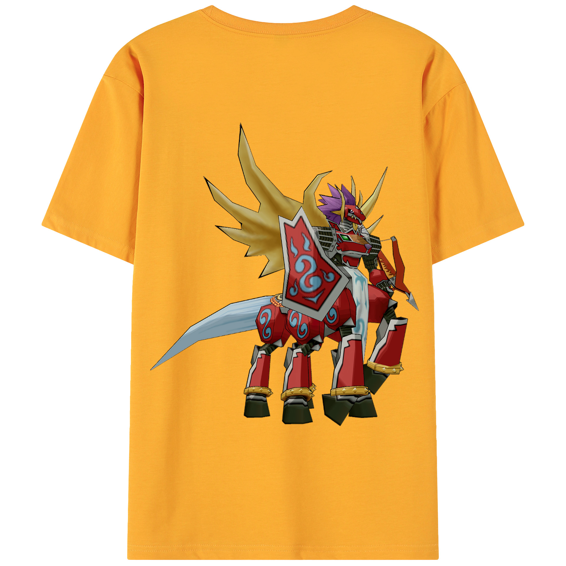 （画像用） Digimon デジタルモンスター/デジモン 綿100％ メンズ半袖Tシャツ（バックプリント） 通気性