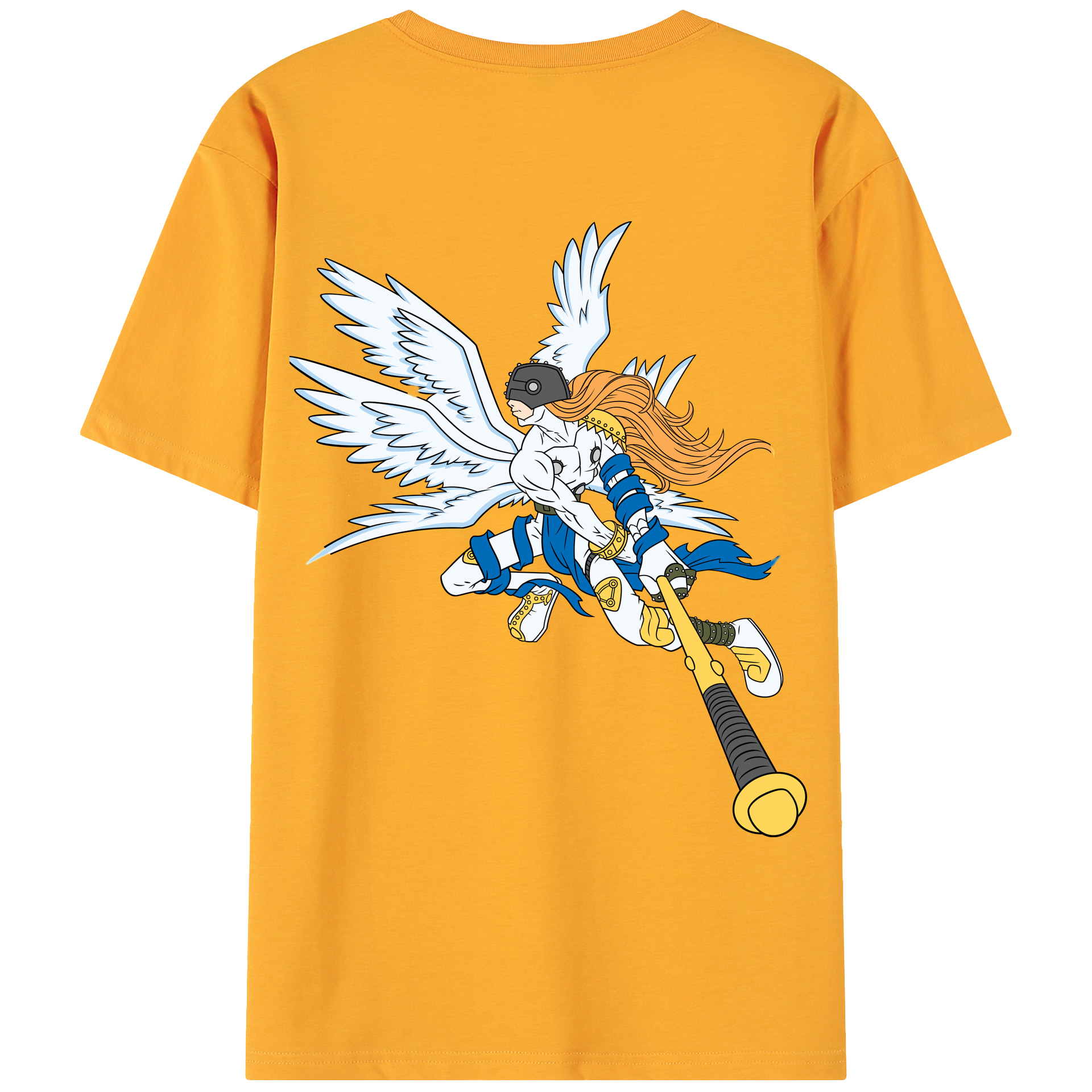 （画像用） Digimon デジタルモンスター/デジモン 綿100％ メンズ半袖Tシャツ（バックプリント） 通気性