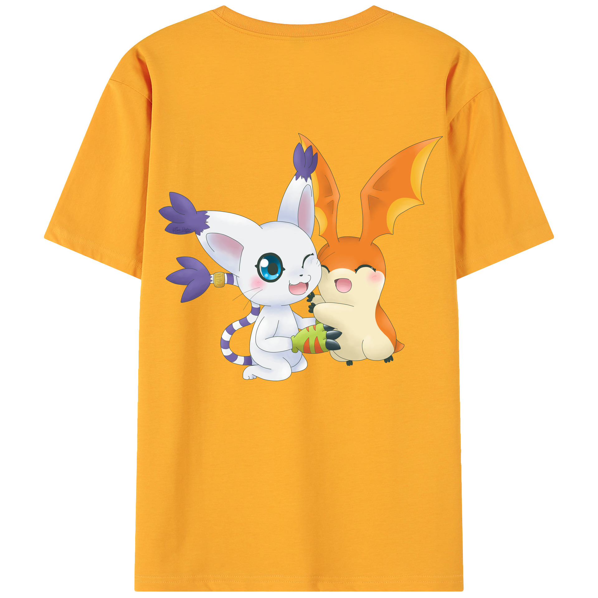 （画像用） Digimon デジタルモンスター/デジモン 綿100％ メンズ半袖Tシャツ（バックプリント） 通気性