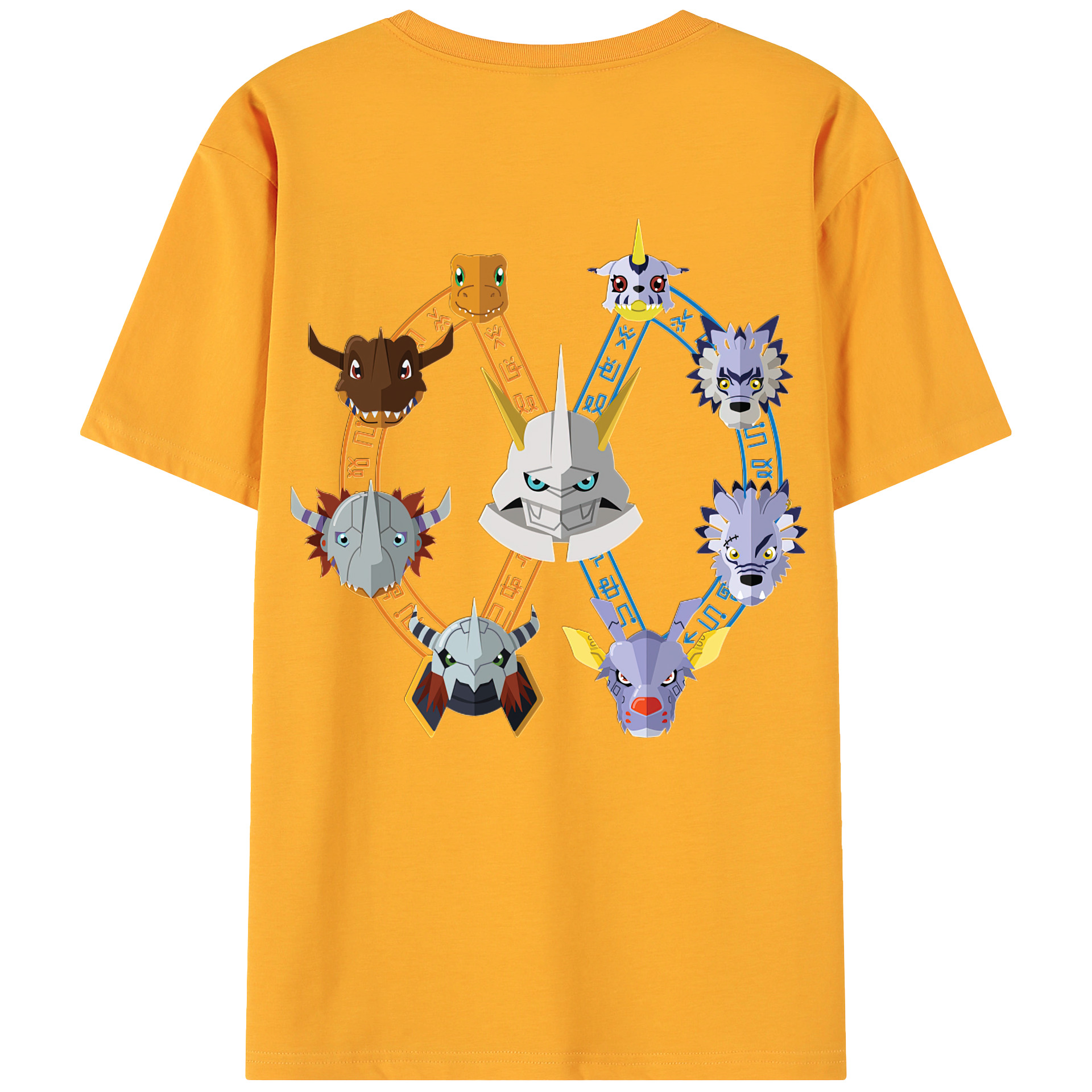 （画像用） Digimon デジタルモンスター/デジモン 綿100％ メンズ半袖Tシャツ（バックプリント） 通気性