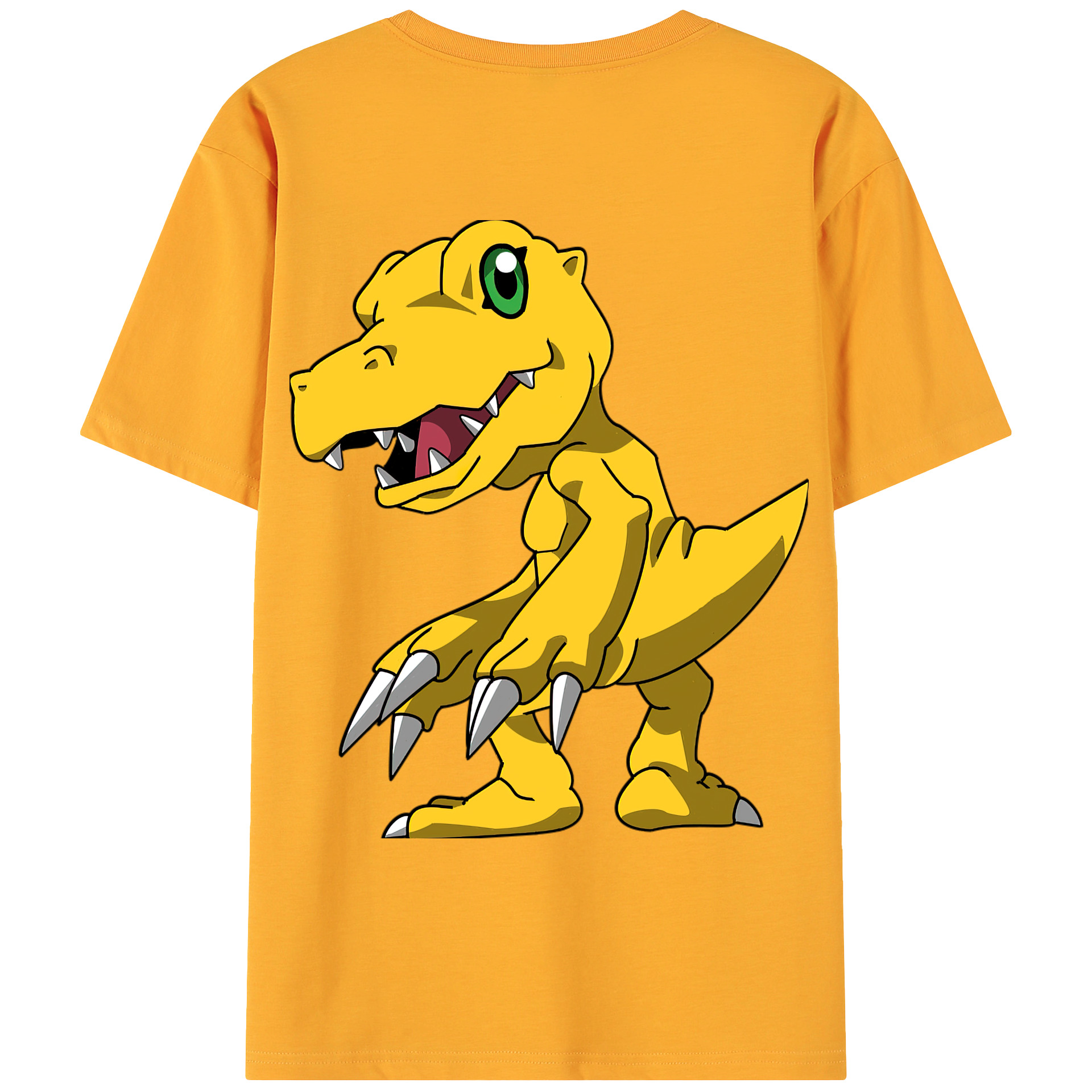 （画像用） Digimon デジタルモンスター/デジモン 綿100％ メンズ半袖Tシャツ（バックプリント） 通気性