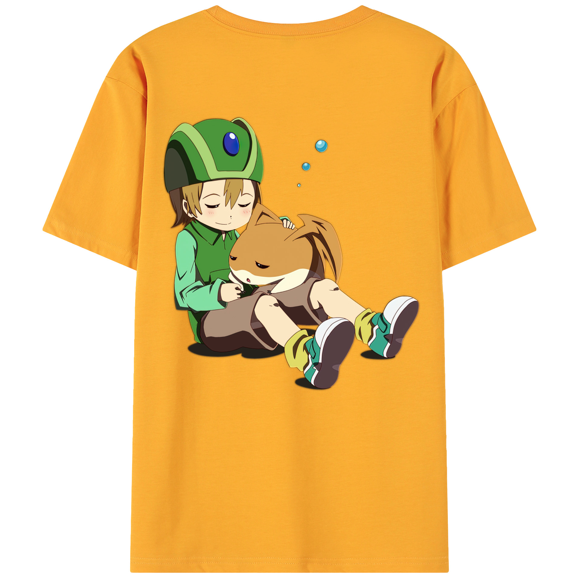 （画像用） Digimon デジタルモンスター/デジモン 綿100％ メンズ半袖Tシャツ（バックプリント） 通気性