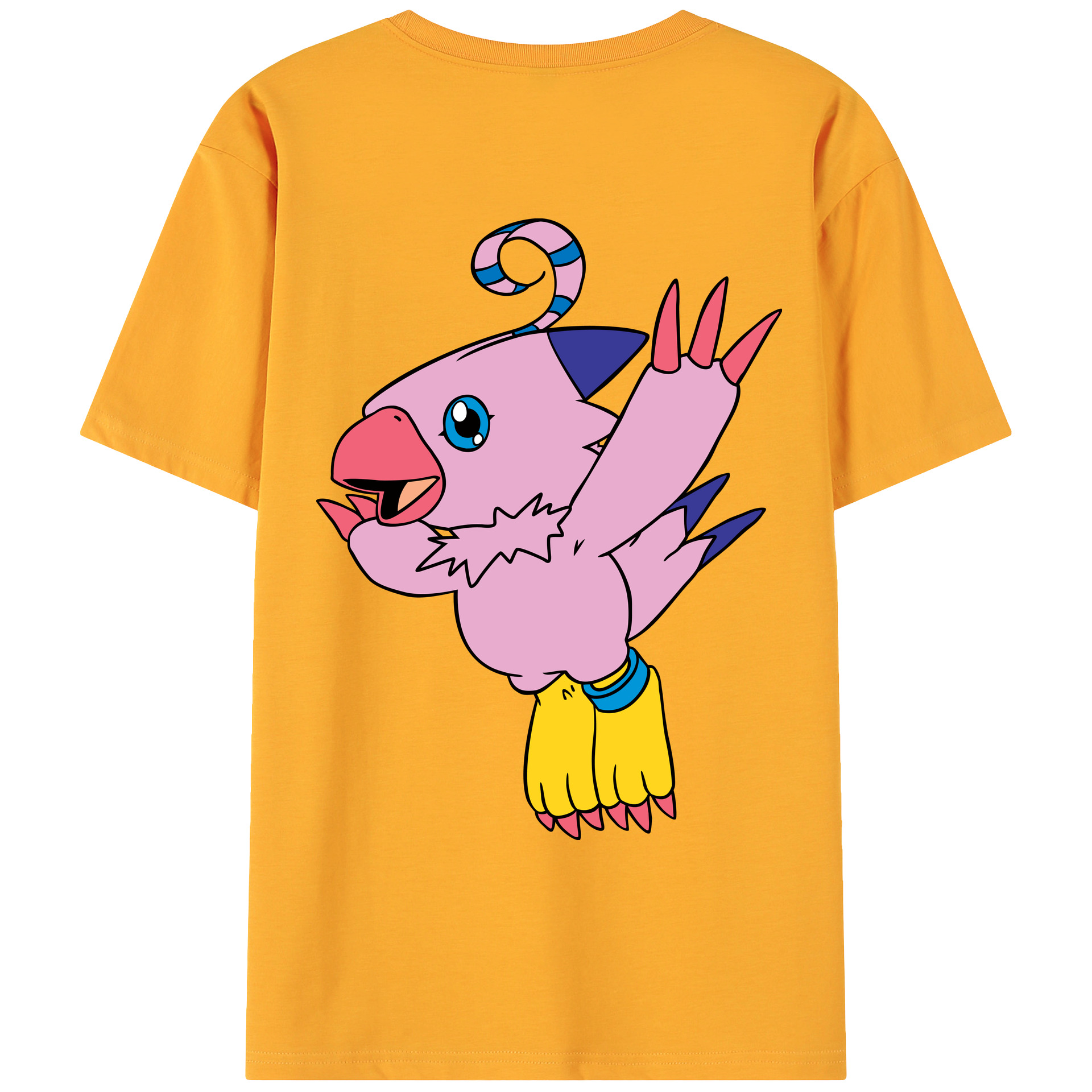 （画像用） Digimon デジタルモンスター/デジモン 綿100％ メンズ半袖Tシャツ（バックプリント） 通気性