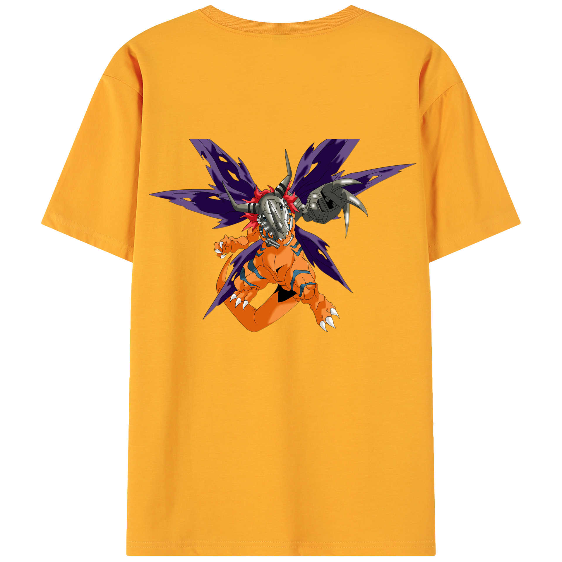 （画像用） Digimon デジタルモンスター/デジモン 綿100％ メンズ半袖Tシャツ（バックプリント） 通気性