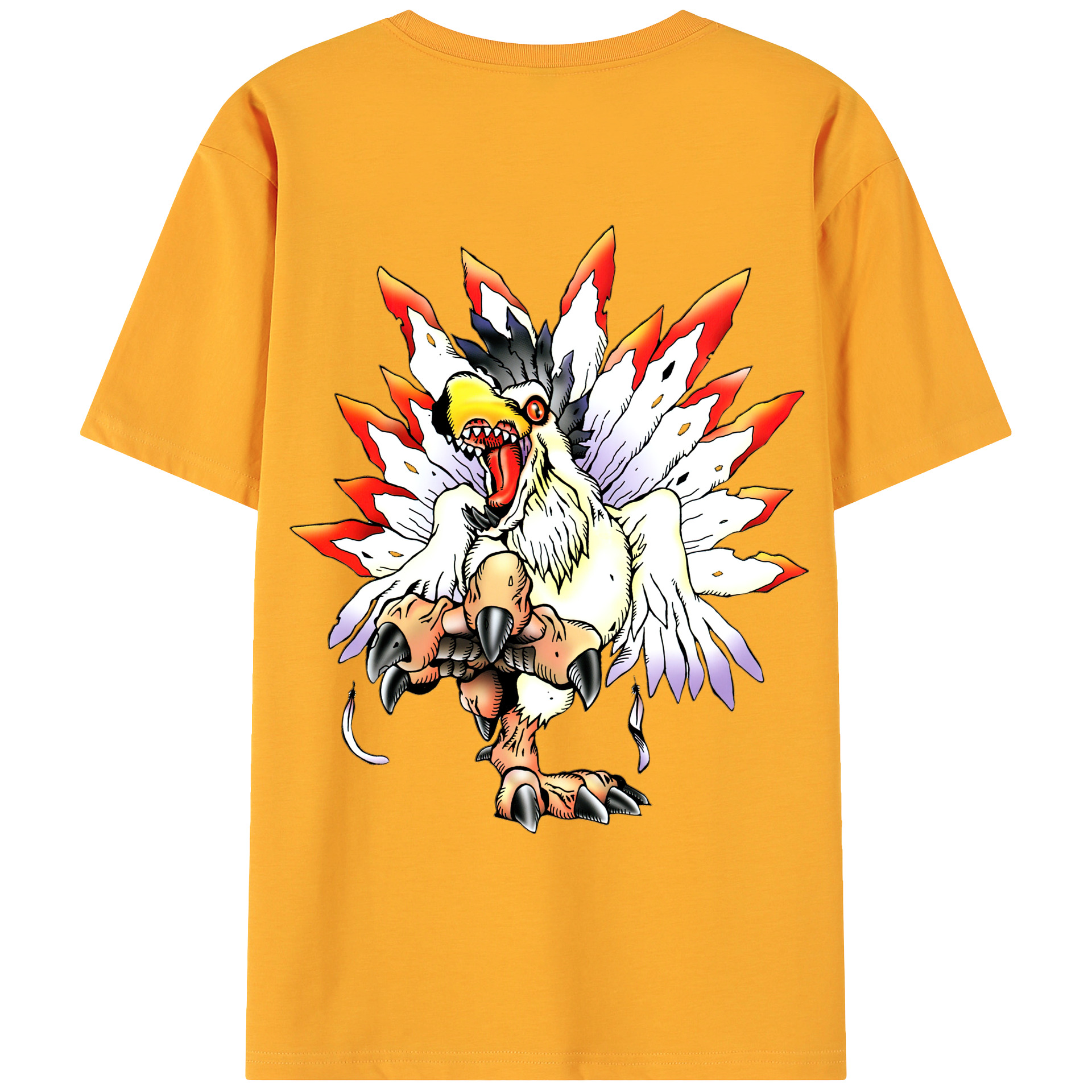 （画像用） Digimon デジタルモンスター/デジモン 綿100％ メンズ半袖Tシャツ（バックプリント） 通気性