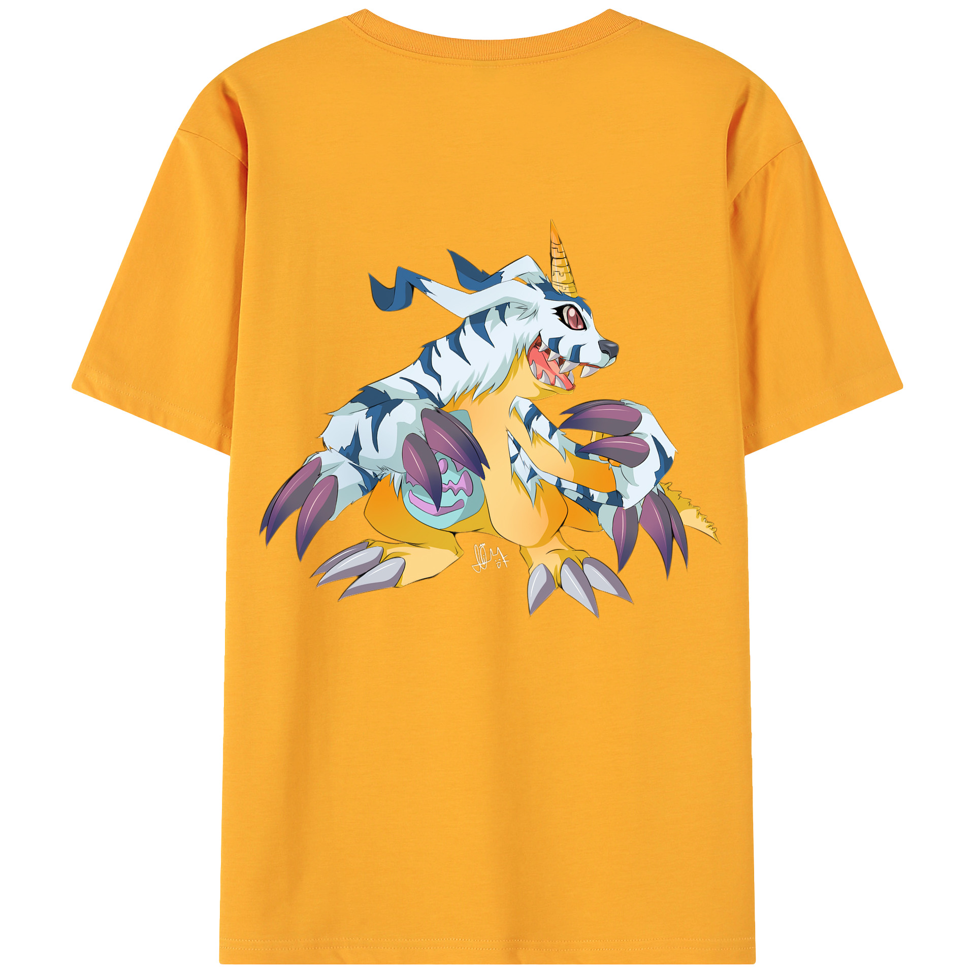 （画像用） Digimon デジタルモンスター/デジモン 綿100％ メンズ半袖Tシャツ（バックプリント） 通気性