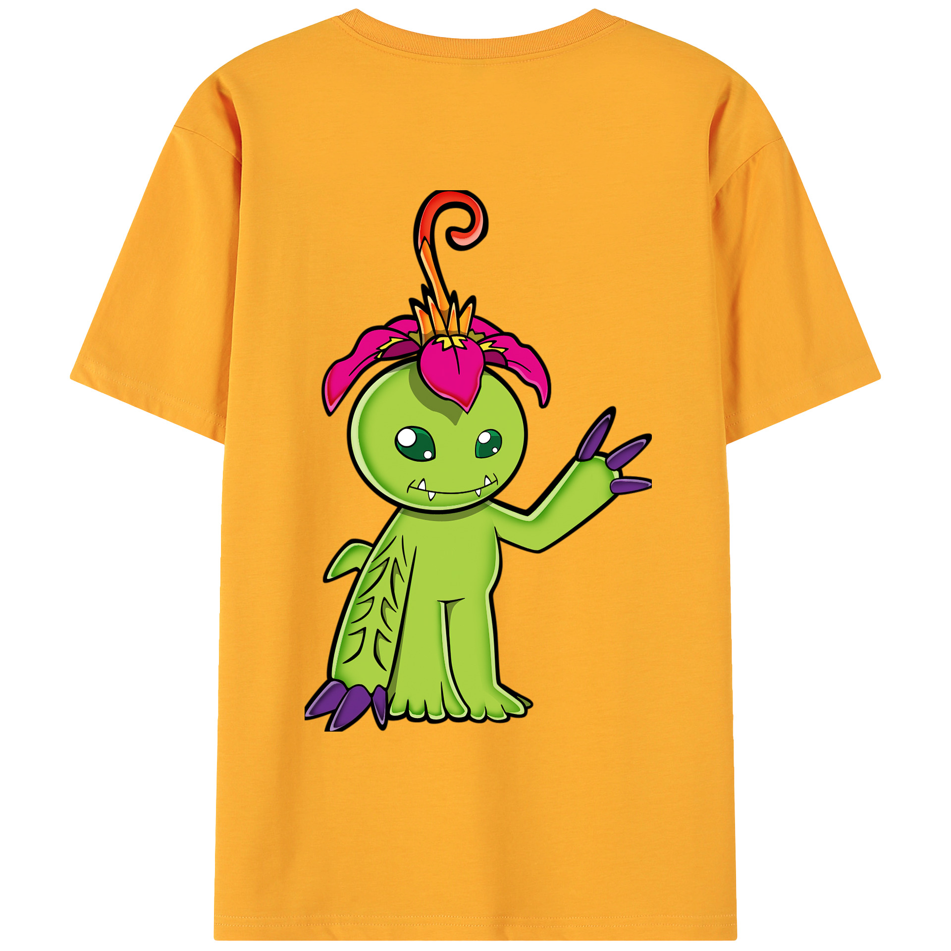 （画像用） Digimon デジタルモンスター/デジモン 綿100％ メンズ半袖Tシャツ（バックプリント） 通気性