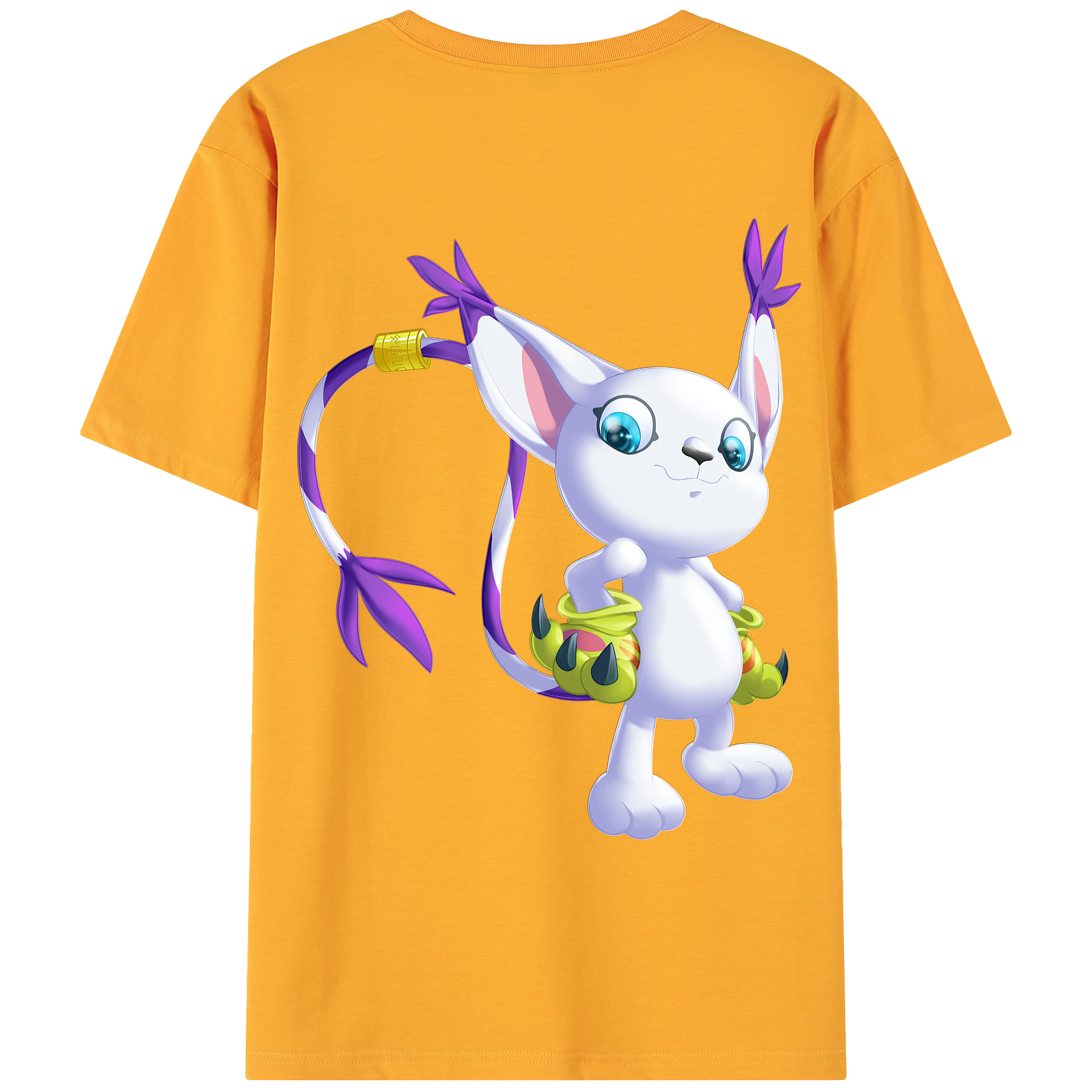 （画像用） Digimon デジタルモンスター/デジモン 綿100％ メンズ半袖Tシャツ（バックプリント） 通気性