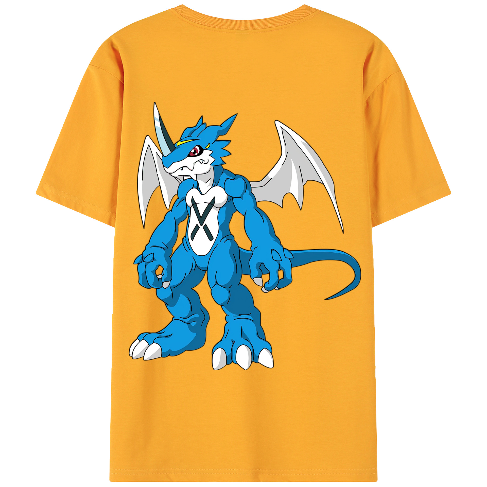 （画像用） Digimon デジタルモンスター/デジモン 綿100％ メンズ半袖Tシャツ（バックプリント） 通気性